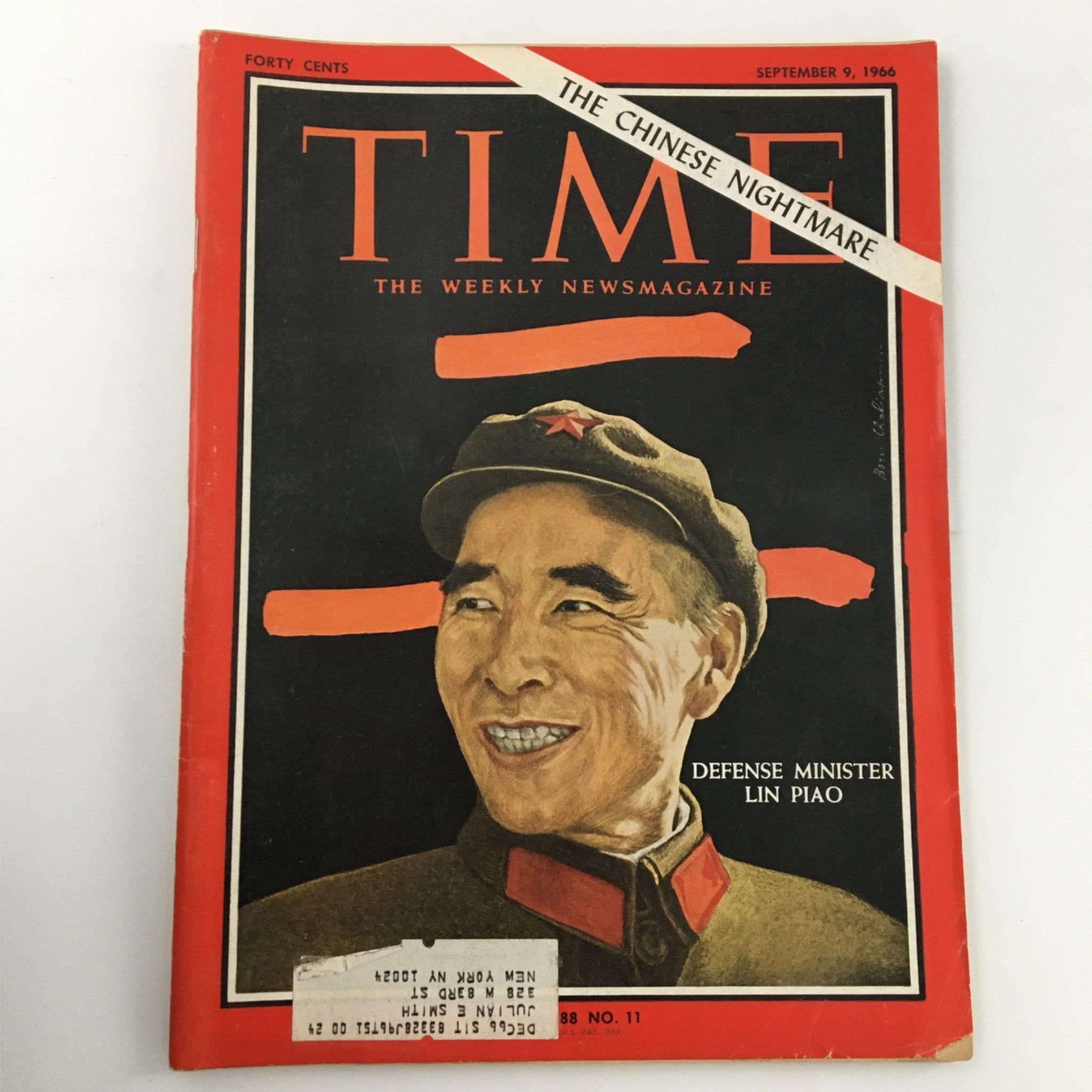 VTG Time Magazine September 9, 1966 Defense Minister Lin Piao, Chinese Nightmare