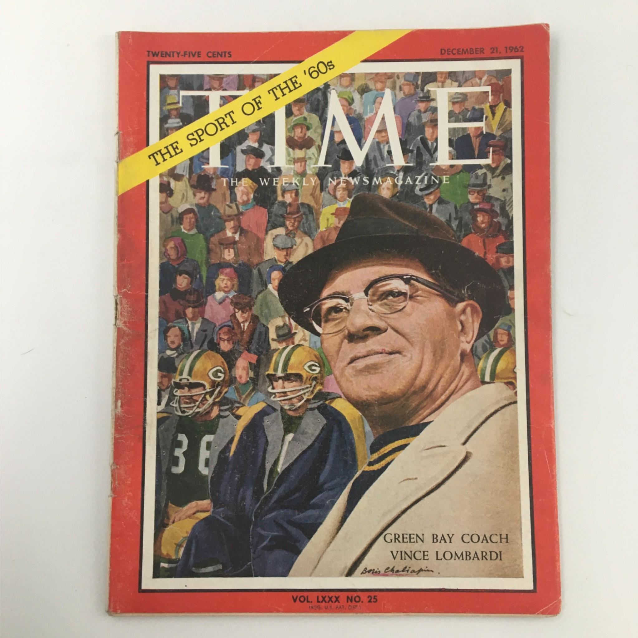 VTG Time The Weekly News Magazine December 21, 1962 Vince Lombardi, Newsstand