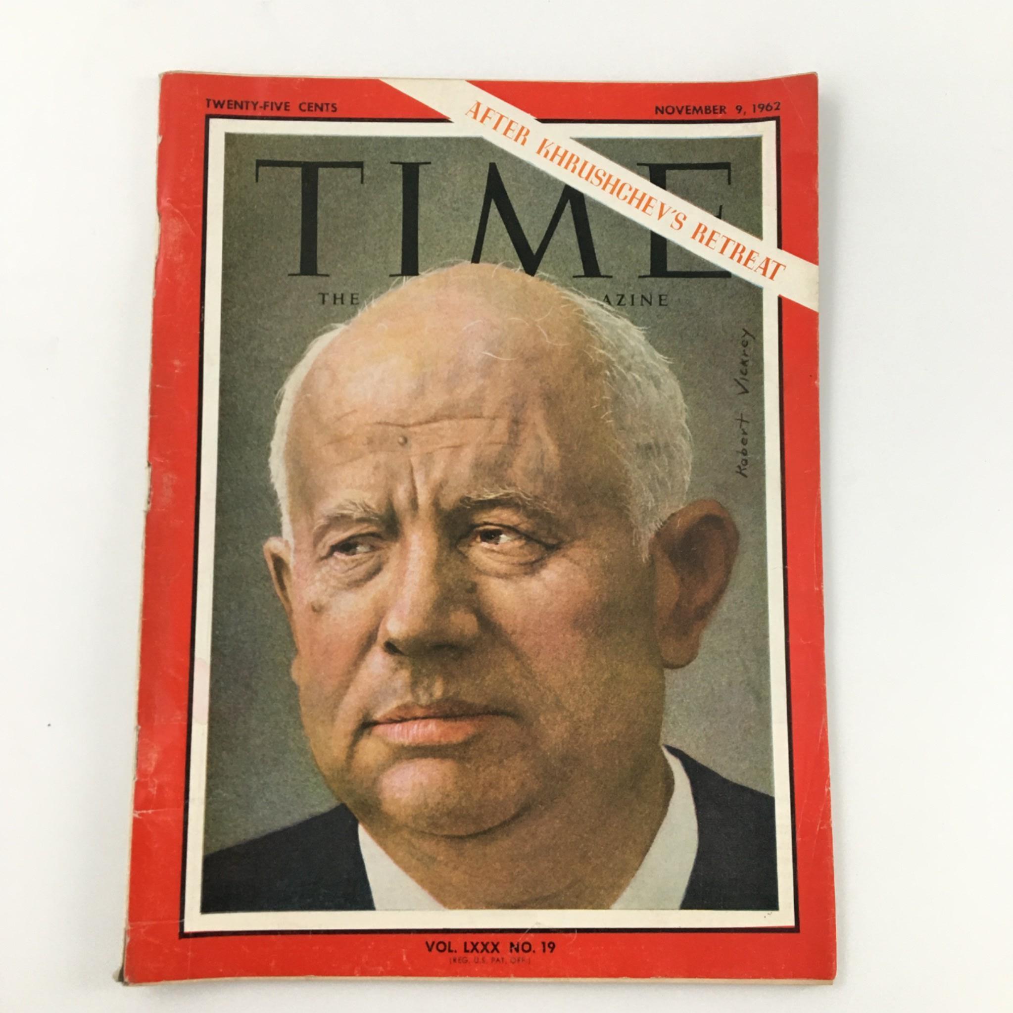 VTG Time Magazine November 9, 1962 After Khrushchev's Retreat, Newsstand