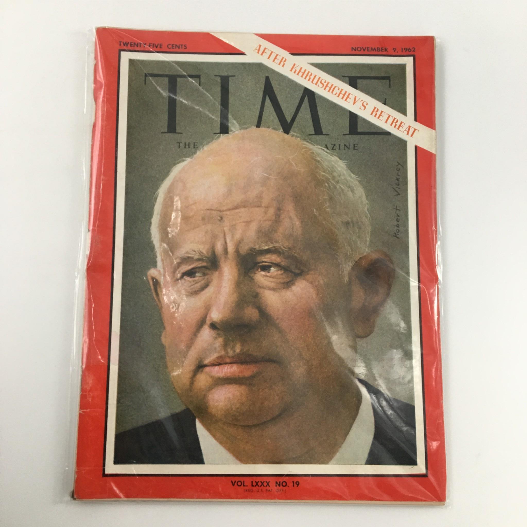 VTG Time Magazine November 9, 1962 After Khrushchev's Retreat, Newsstand