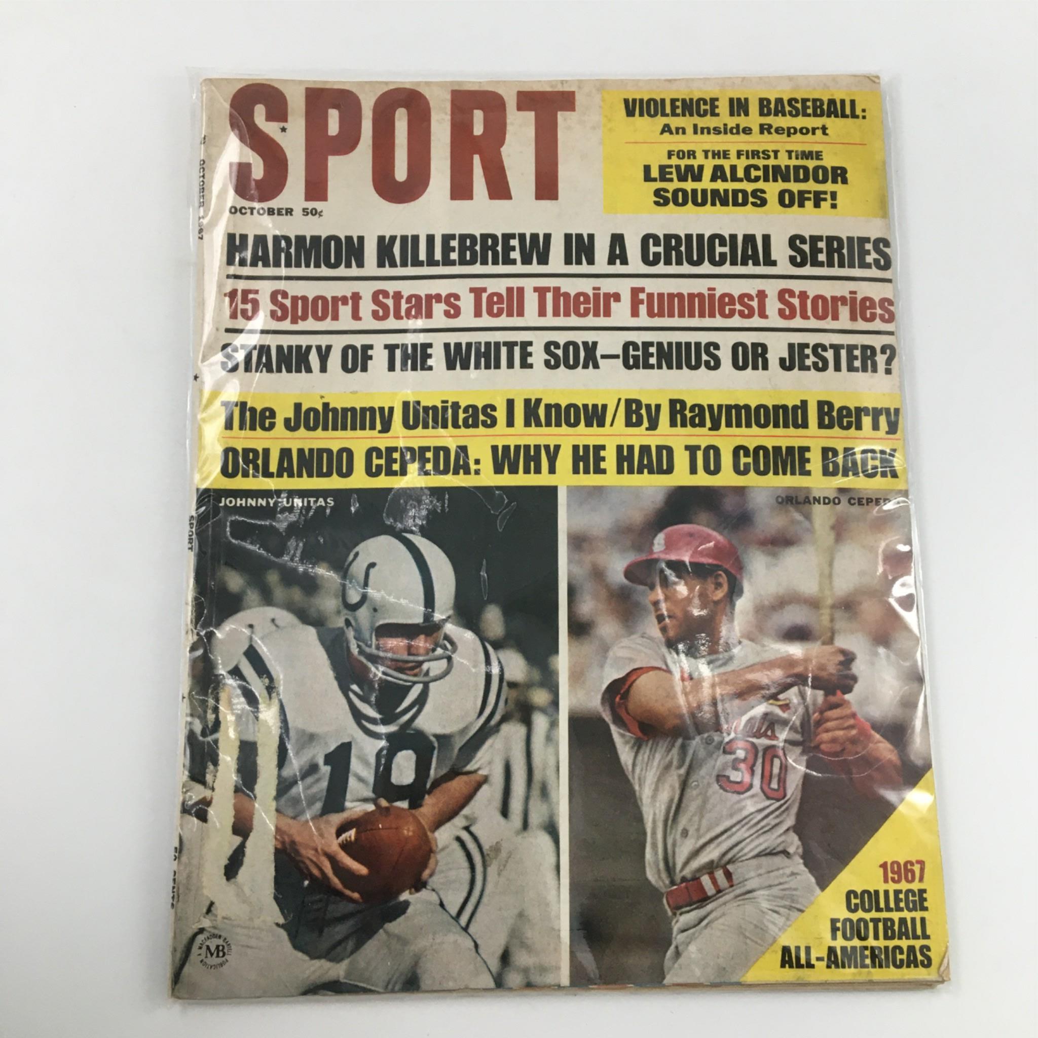 Sport Magazine October 1967 Harmon Killerbrew, Johnny Unitas, Orlando Cepeda