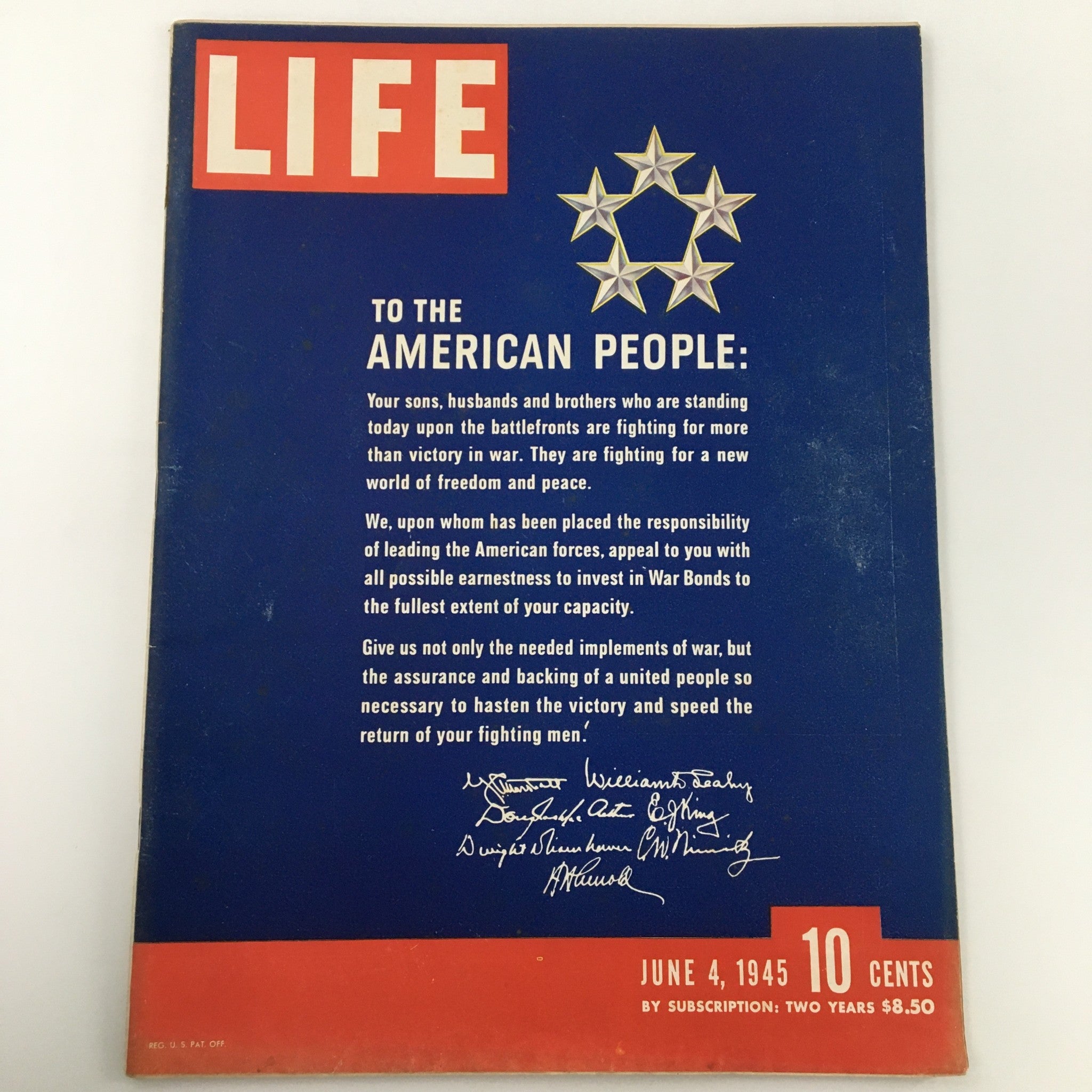 VTG Life Magazine June 4 1945 To The American People, Henry R. Luce Newsstand