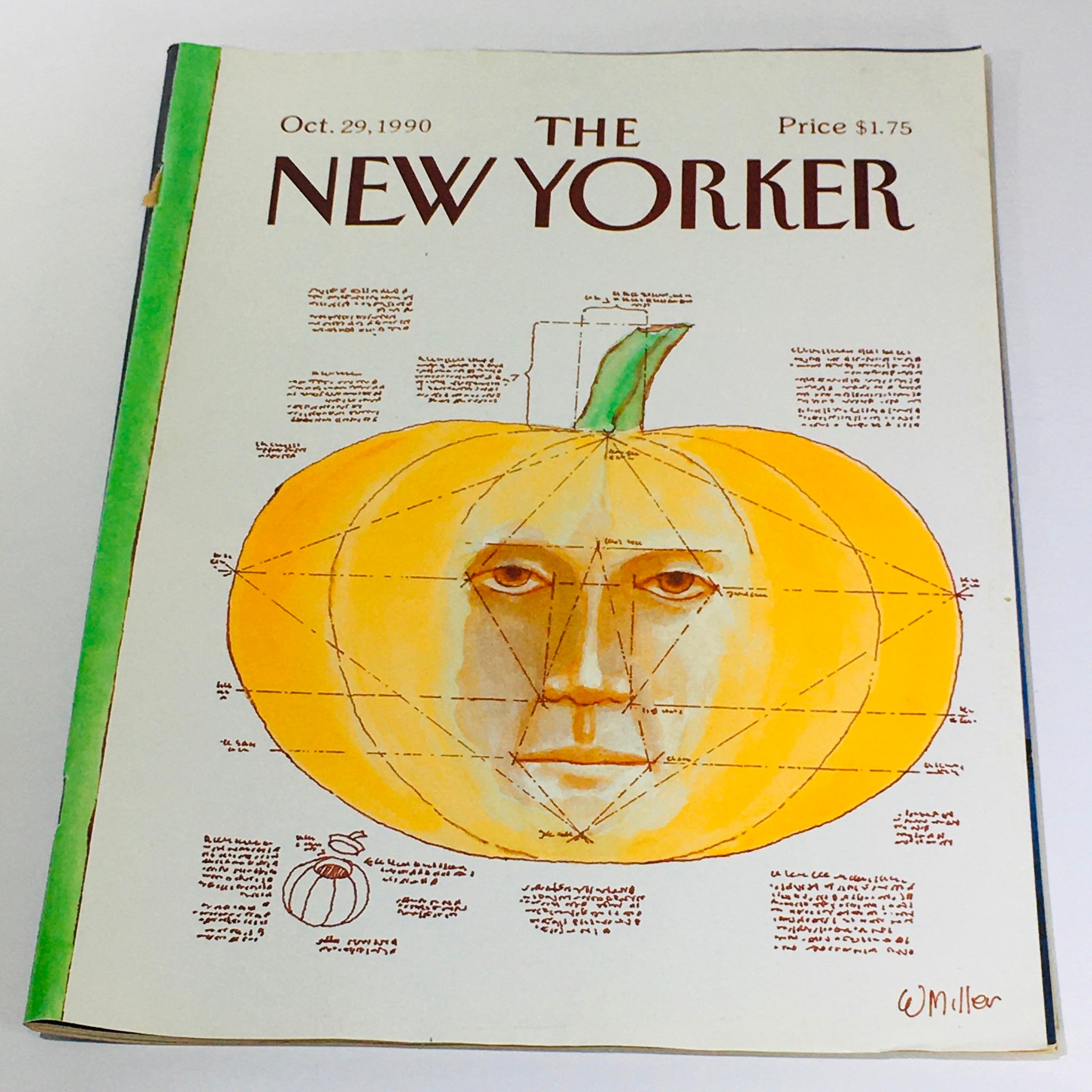 The New Yorker Magazine October 29 1990 Halloween Pumpkin by Warren Miller