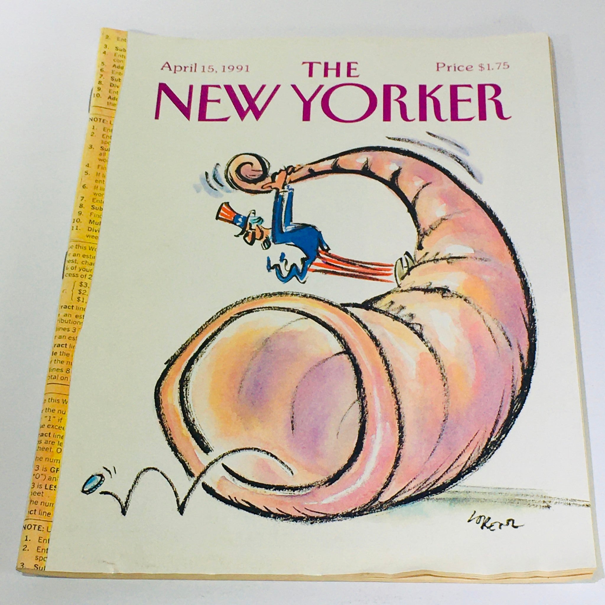 The New Yorker Magazine April 15 1991 A Curnocopia Art by Ed Koren No Label