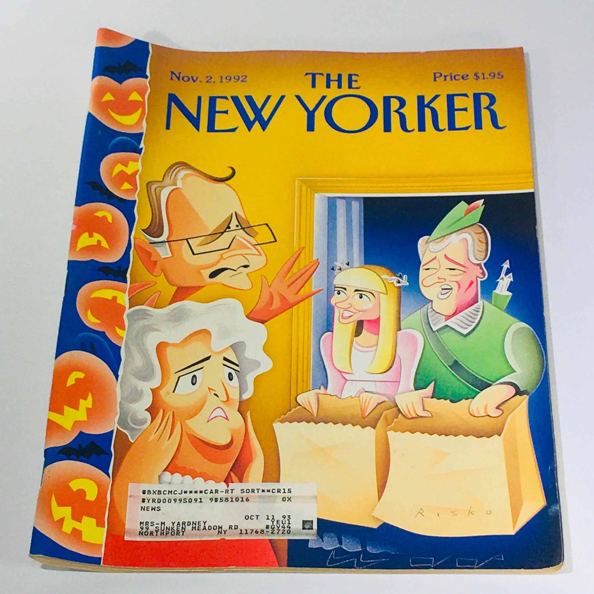 The New Yorker November 2 1992 Full Magazine Theme Cover by Robert Risko