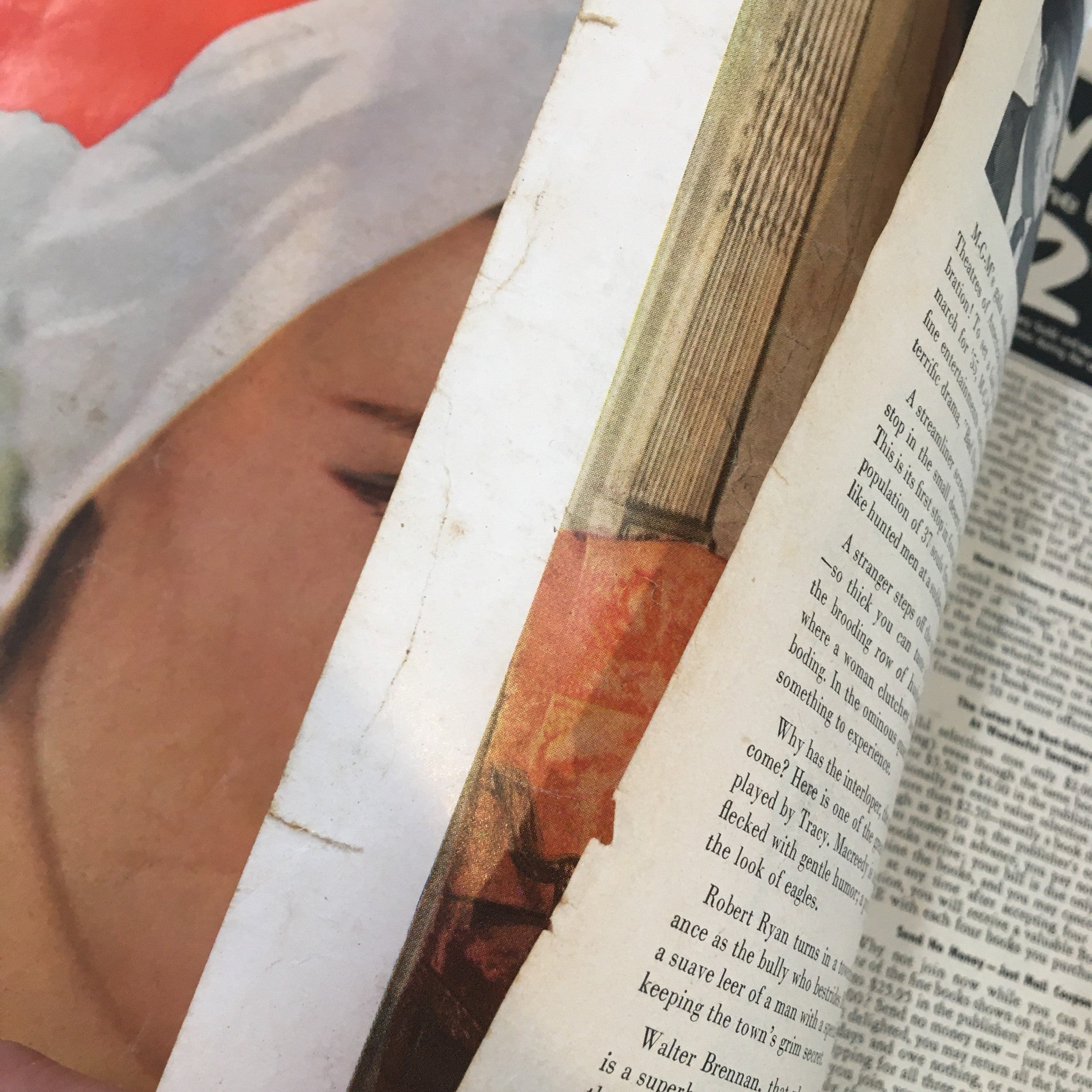 Inside pages of VTG McCall's Magazine February 1955 showcasing vintage advertisements alongside the article content about societal norms.
