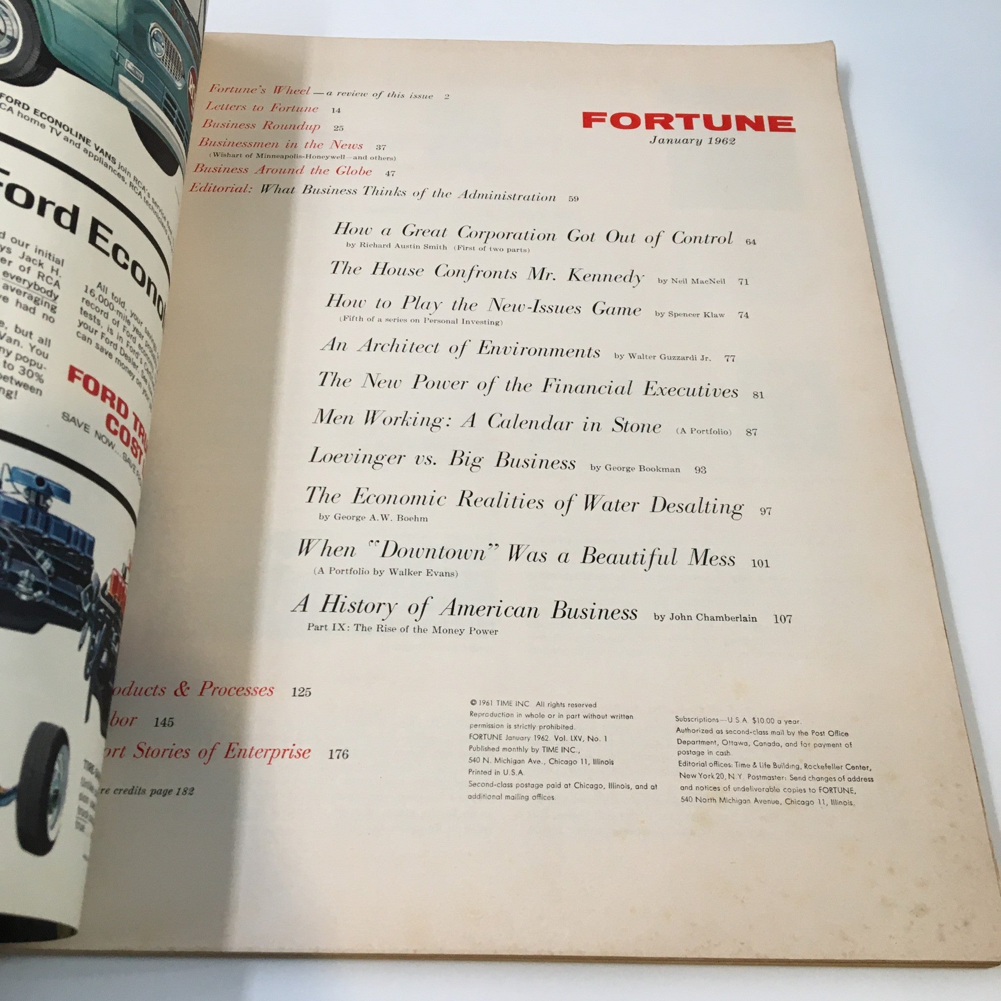 VTG Fortune Magazine January 1962 A History of American Business No Label