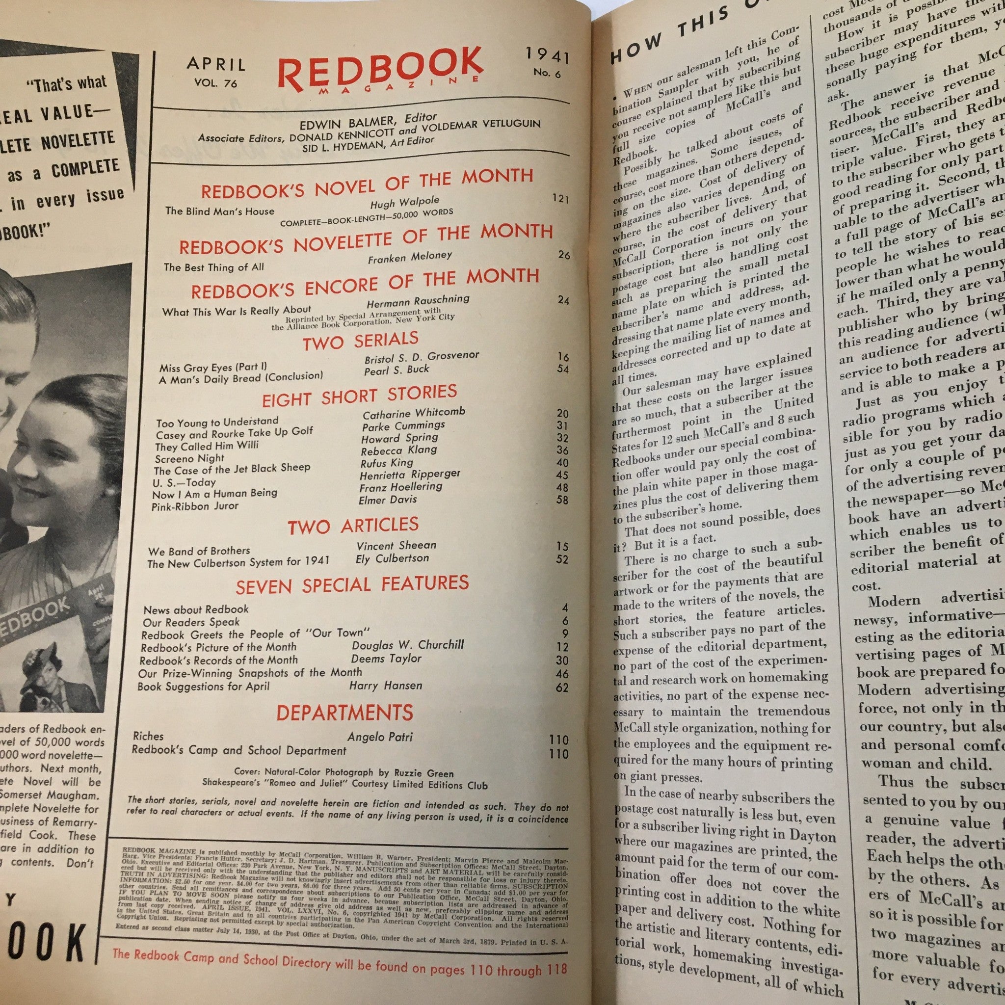 VTG Redbook Magazine April 1941 Shakespeare's Romeo and Juliet No Label