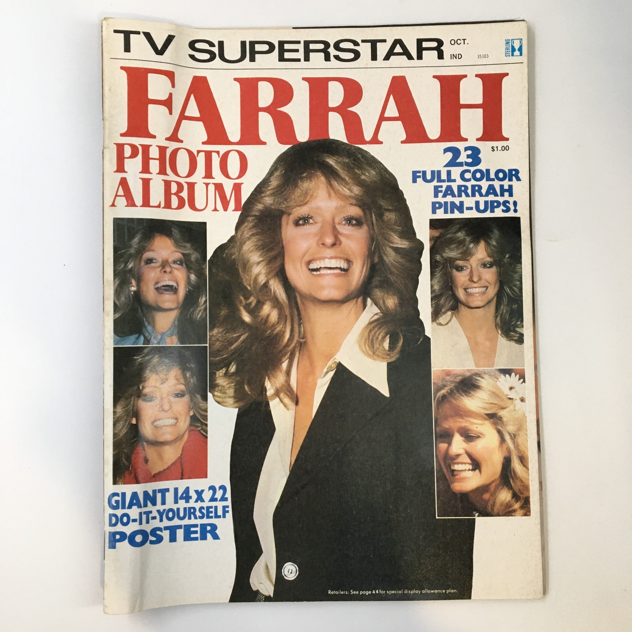 VTG TV Superstar Magazine October 1977 Farrah Fawcett Photo Album No Label