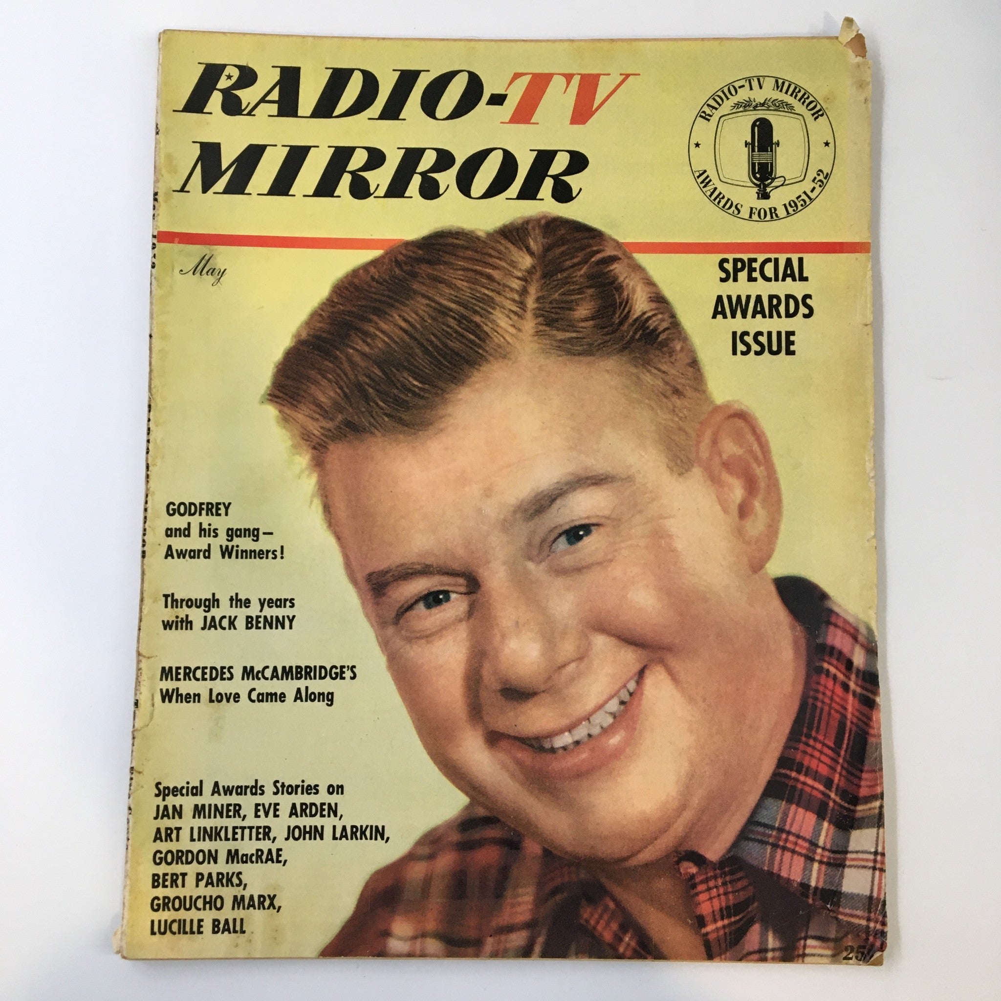 VTG Radio-TV Mirror Magazine May 1952 Cover Portrait of Arthur Godfrey No Label