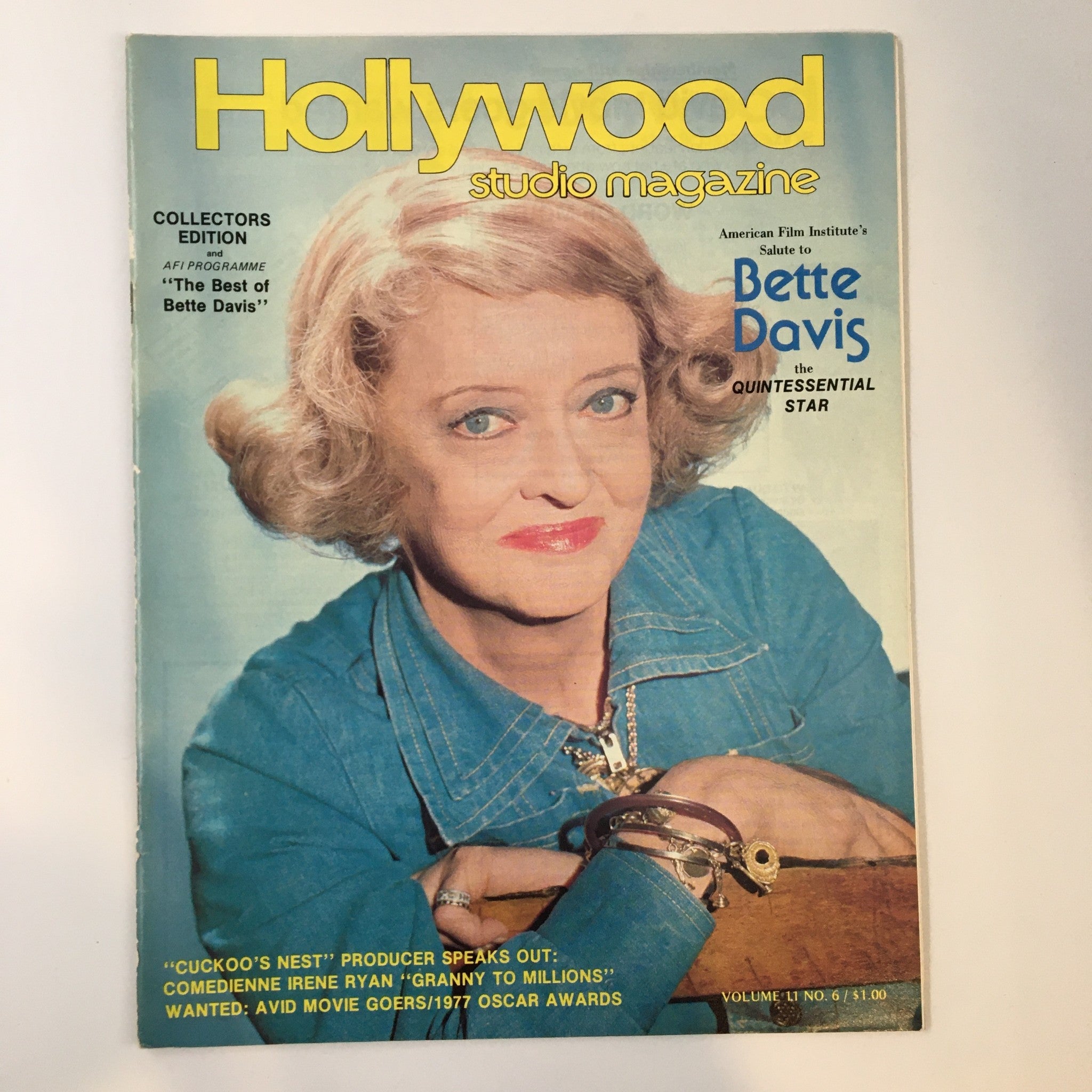 VTG Hollywood Studio Magazine May 1977 Portrait of Bette Davis No Label
