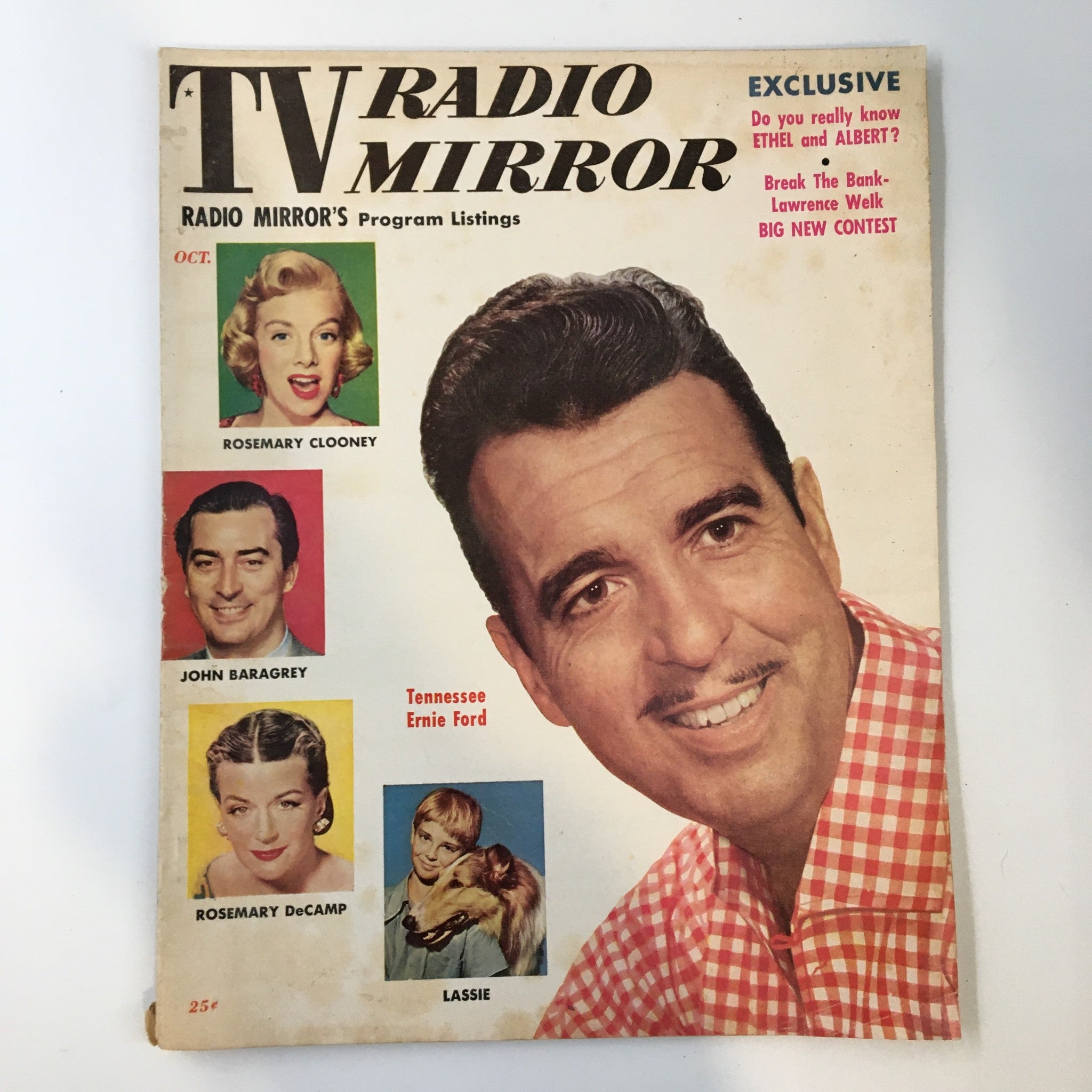 VTG TV Radio Mirror Magazine October 1955 Cover of Tennessee Ernie Ford No Label