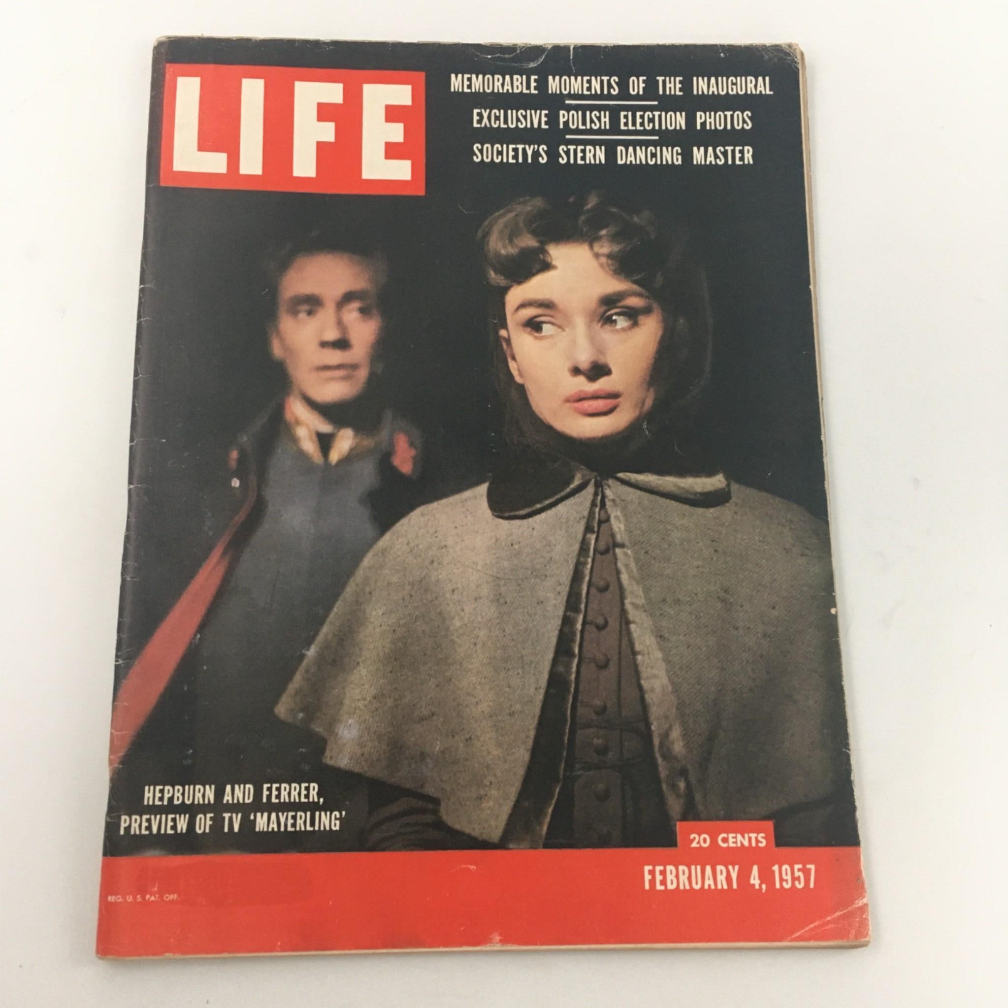 VTG Life Magazine February 4, 1957 Hepbrun and Ferrer, Newsstand