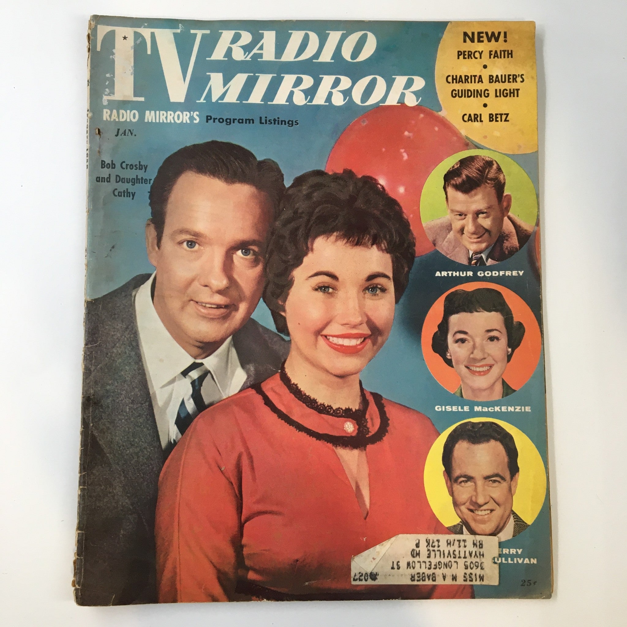 VTG TV Radio Mirror Magazine January 1956 Cover Portrait of Bob and Cathy Crosby