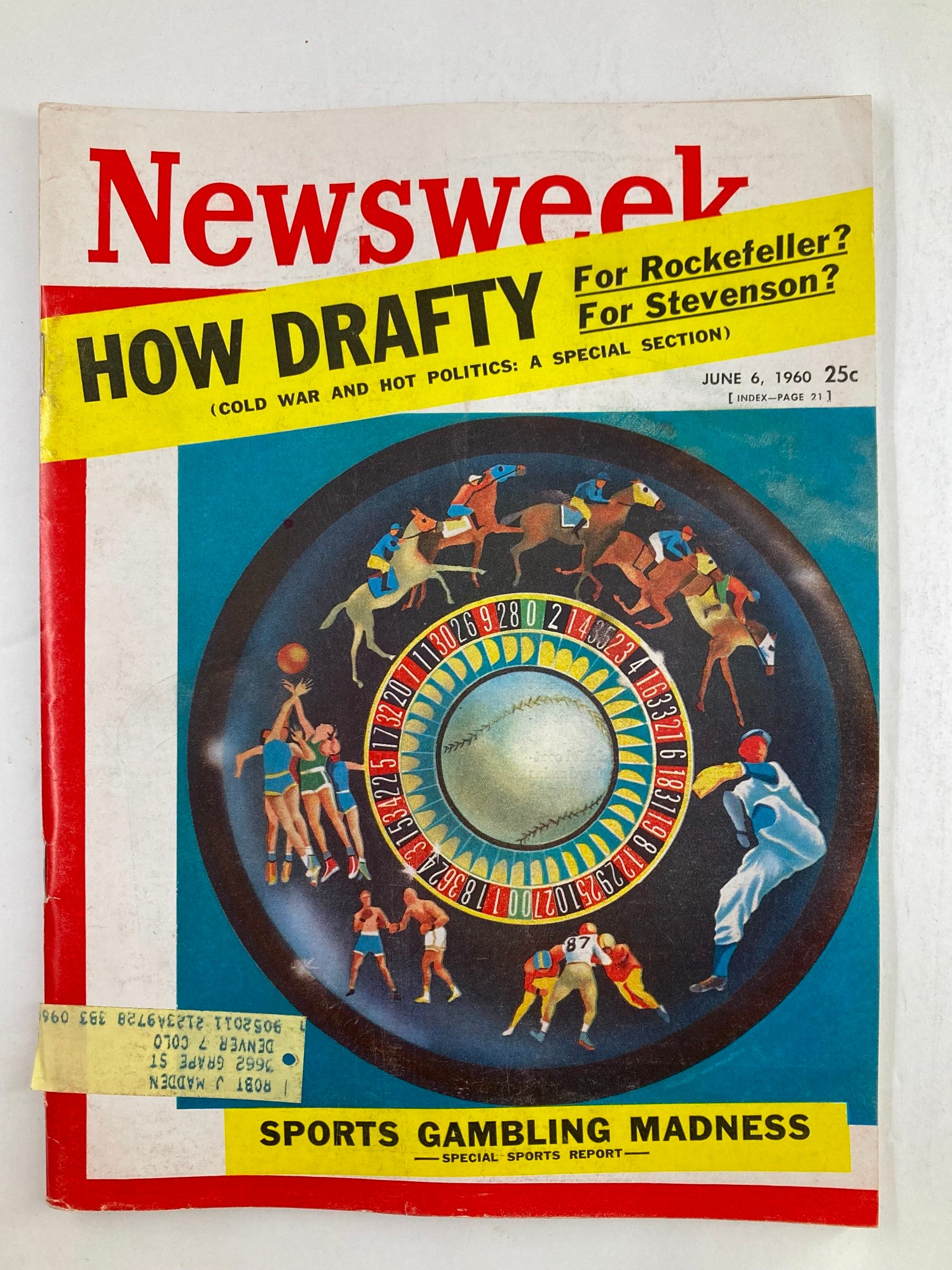 VTG Newsweek Magazine June 6 1960 How Drafty for Rockefeller & Stevenson