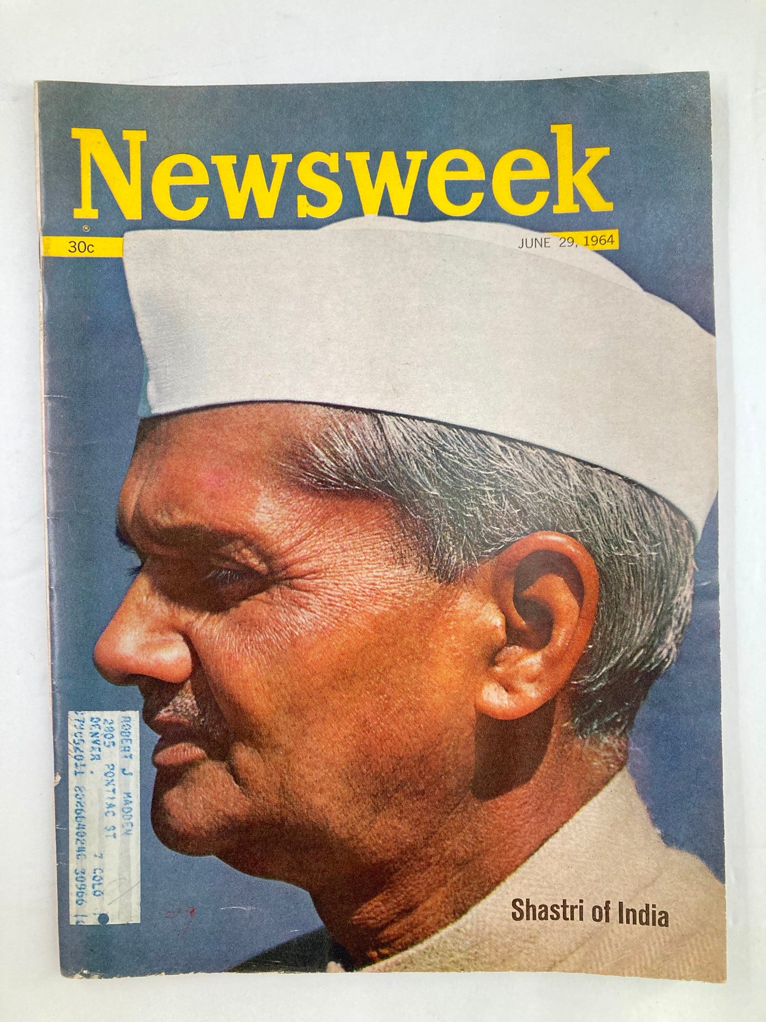 VTG Newsweek Magazine June 29 1964 Lal Bahadur Shastri of India