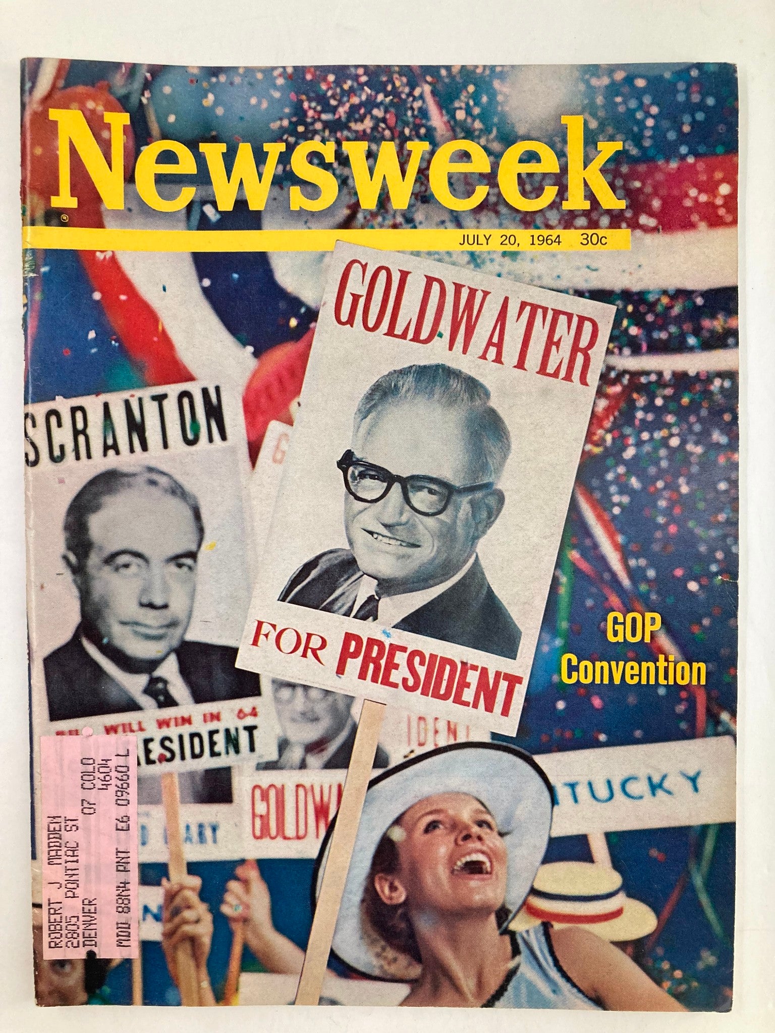 VTG Newsweek Magazine July 20 1964 Barry Goldwater and William Scranton