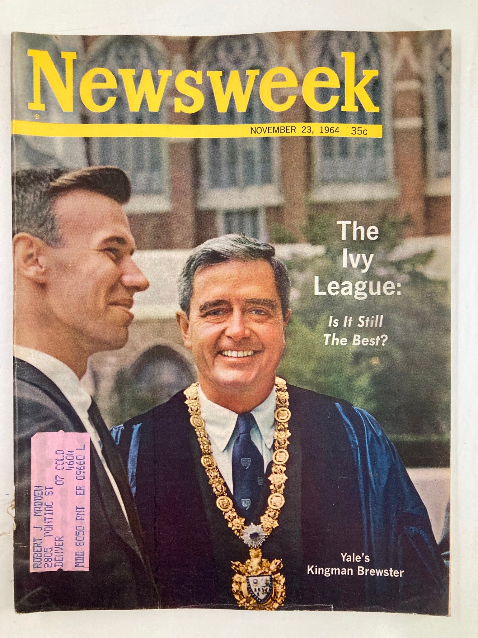 VTG Newsweek Magazine November 23 1964 Yale's Kingman Brewster