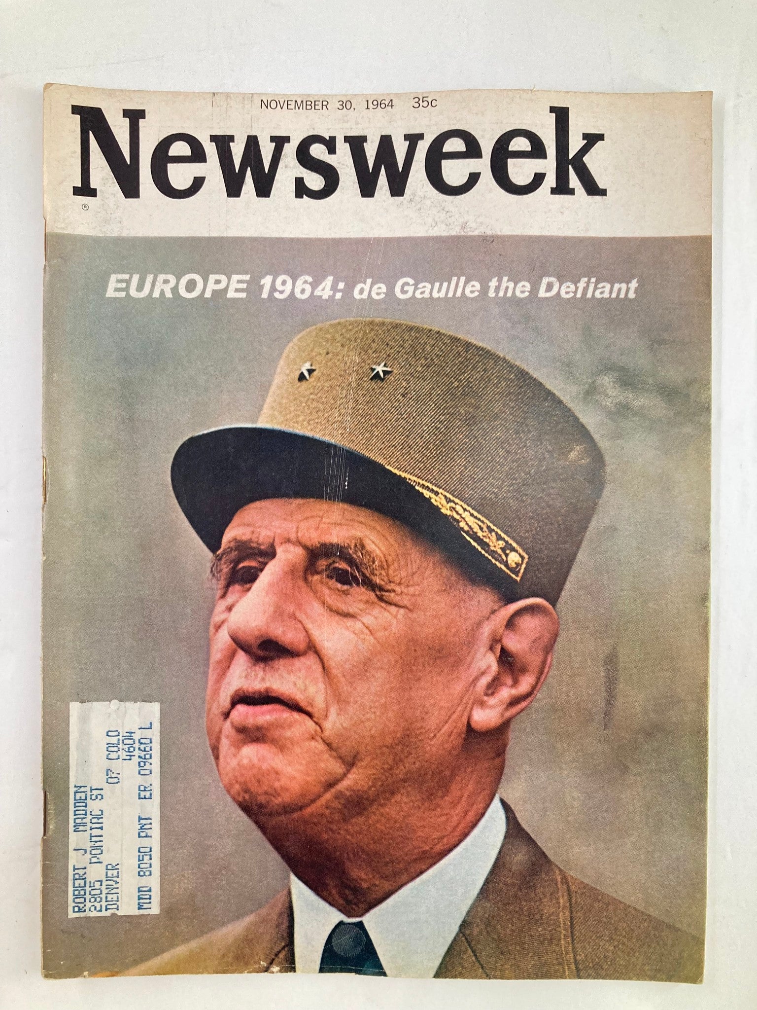 VTG Newsweek Magazine November 30 1964 Charles de Gaulle the Defiant