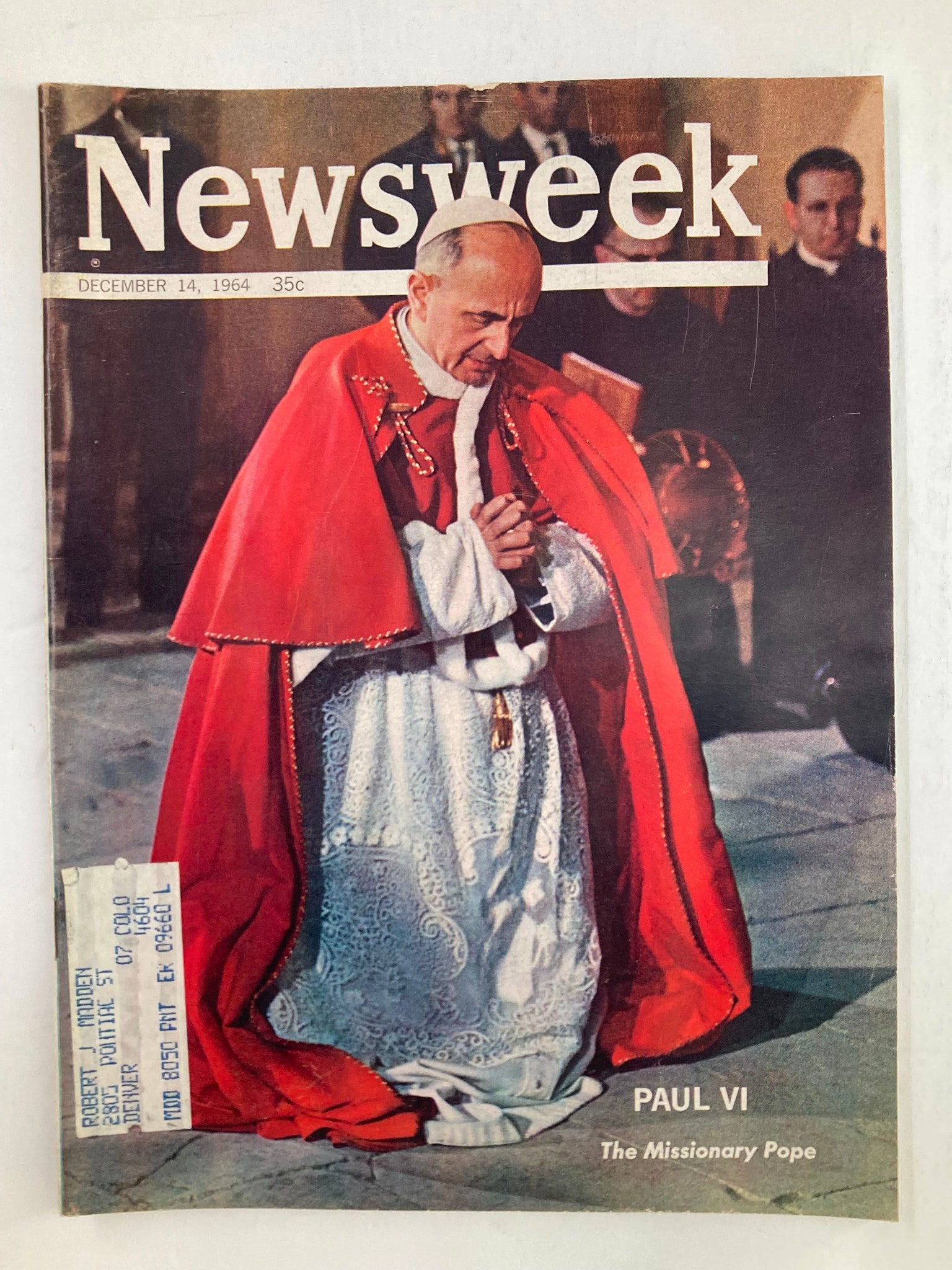 VTG Newsweek Magazine December 14 1964 Paul VI The Missionary Pope