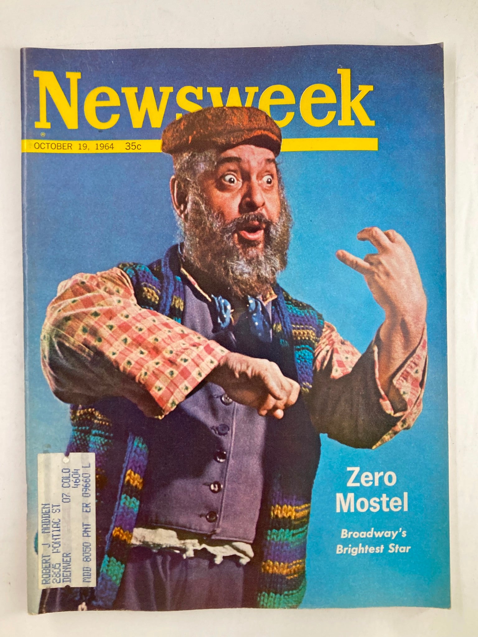 VTG Newsweek Magazine October 19 1964 Zero Mostel Broadway's Brightest Star