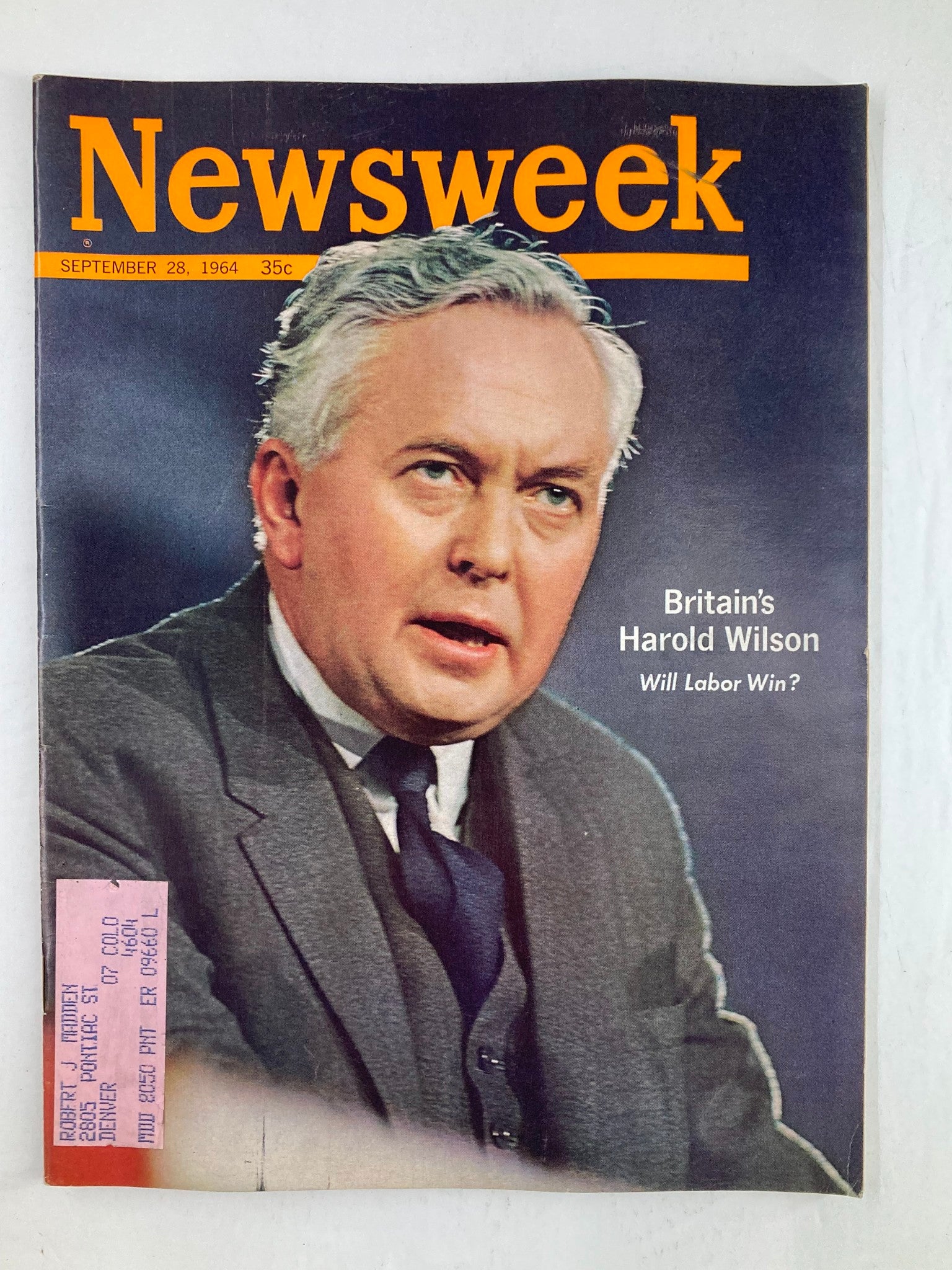 VTG Newsweek Magazine September 28 1964 Britain's Harold Wilson Will Labor Win?