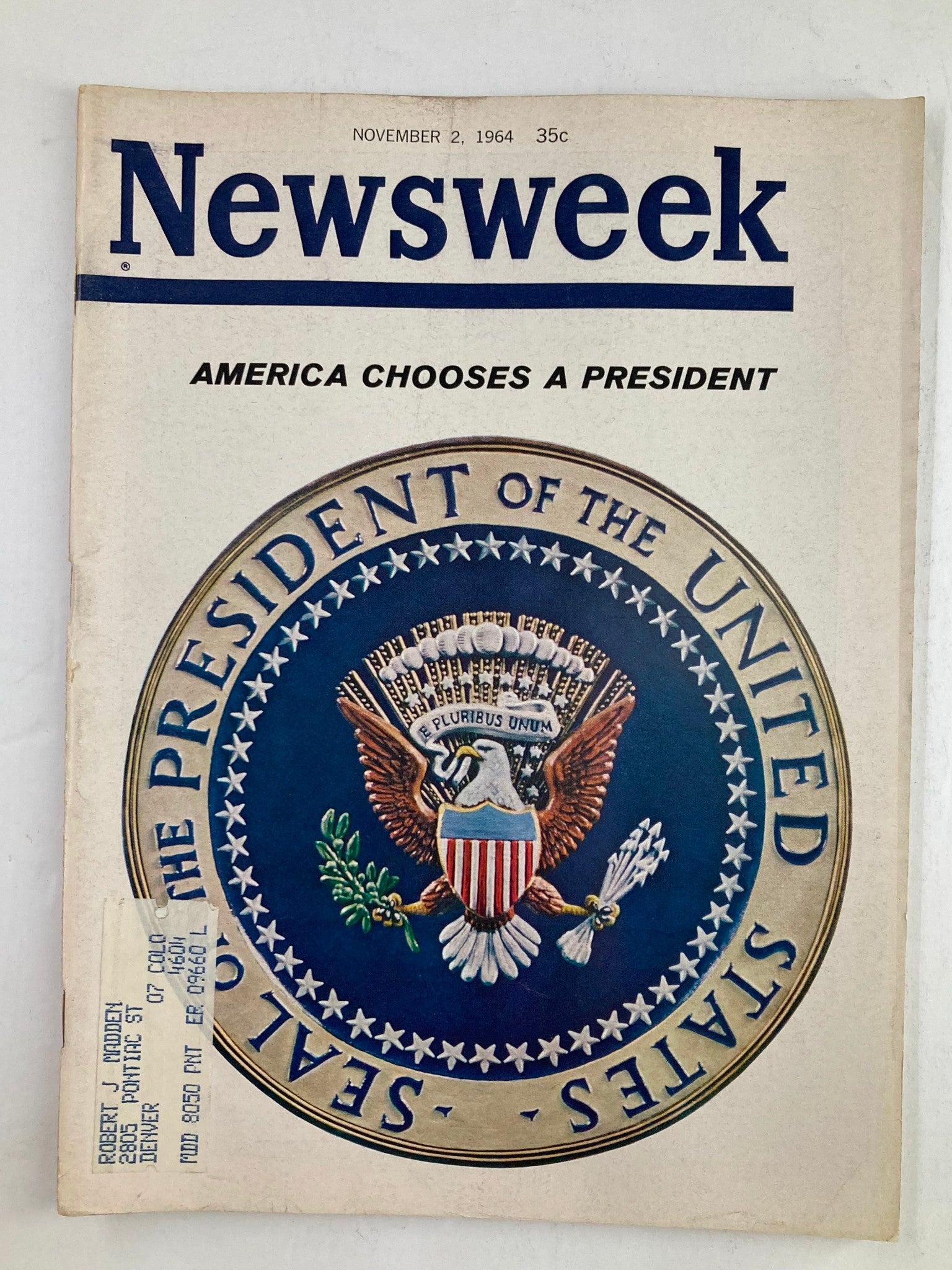 VTG Newsweek Magazine November 2 1964 America Chooses a President