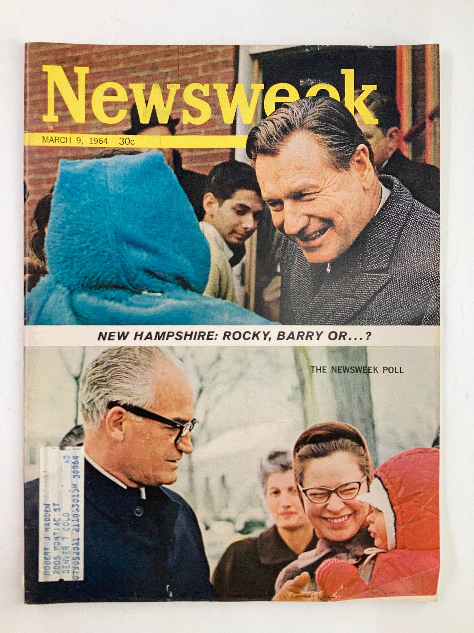 VTG Newsweek Magazine March 9 1964 New Hampshire Rocky, Barry or?