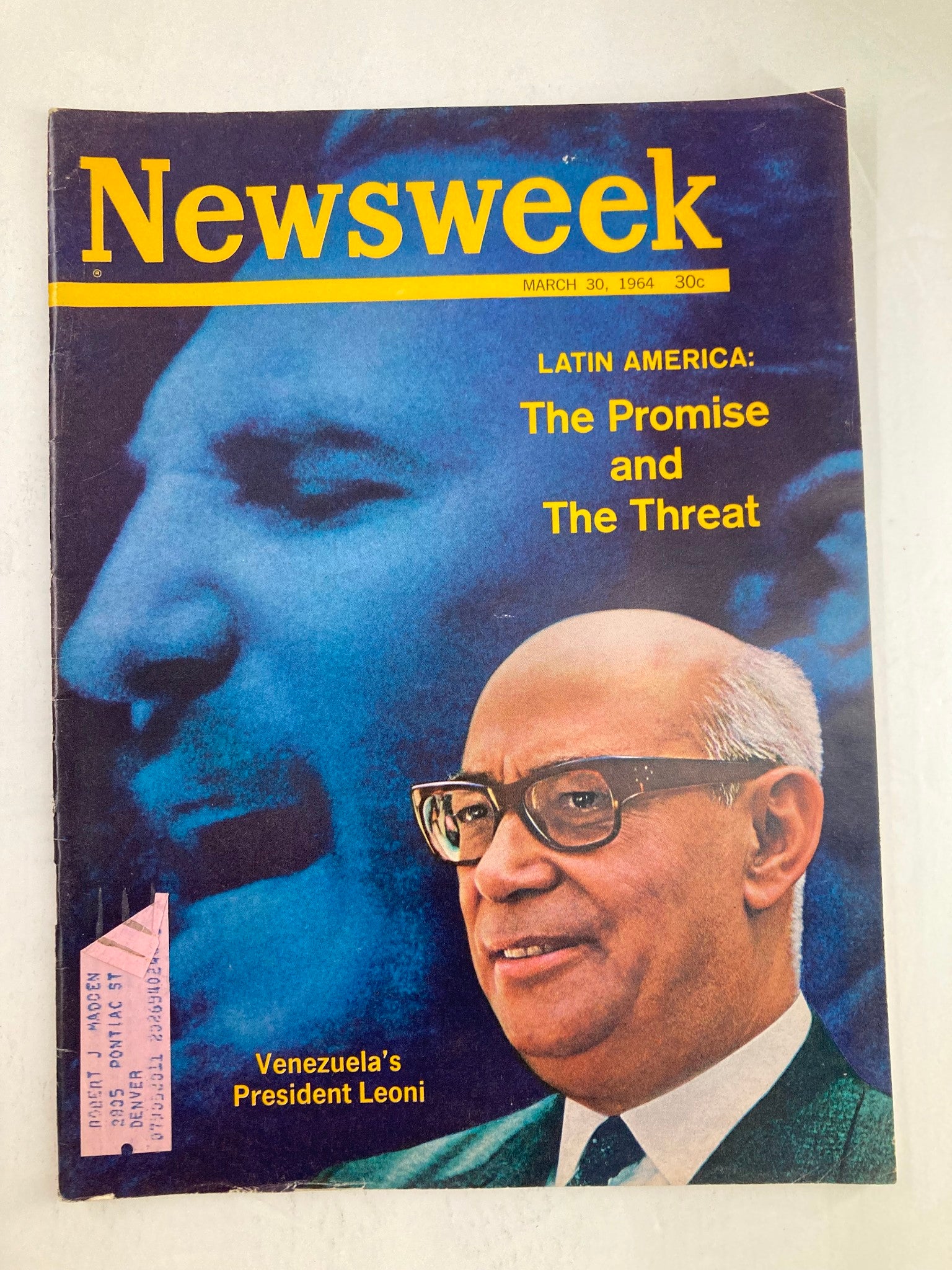 VTG Newsweek Magazine March 30 1964 Venezuela's President Raúl Leoni