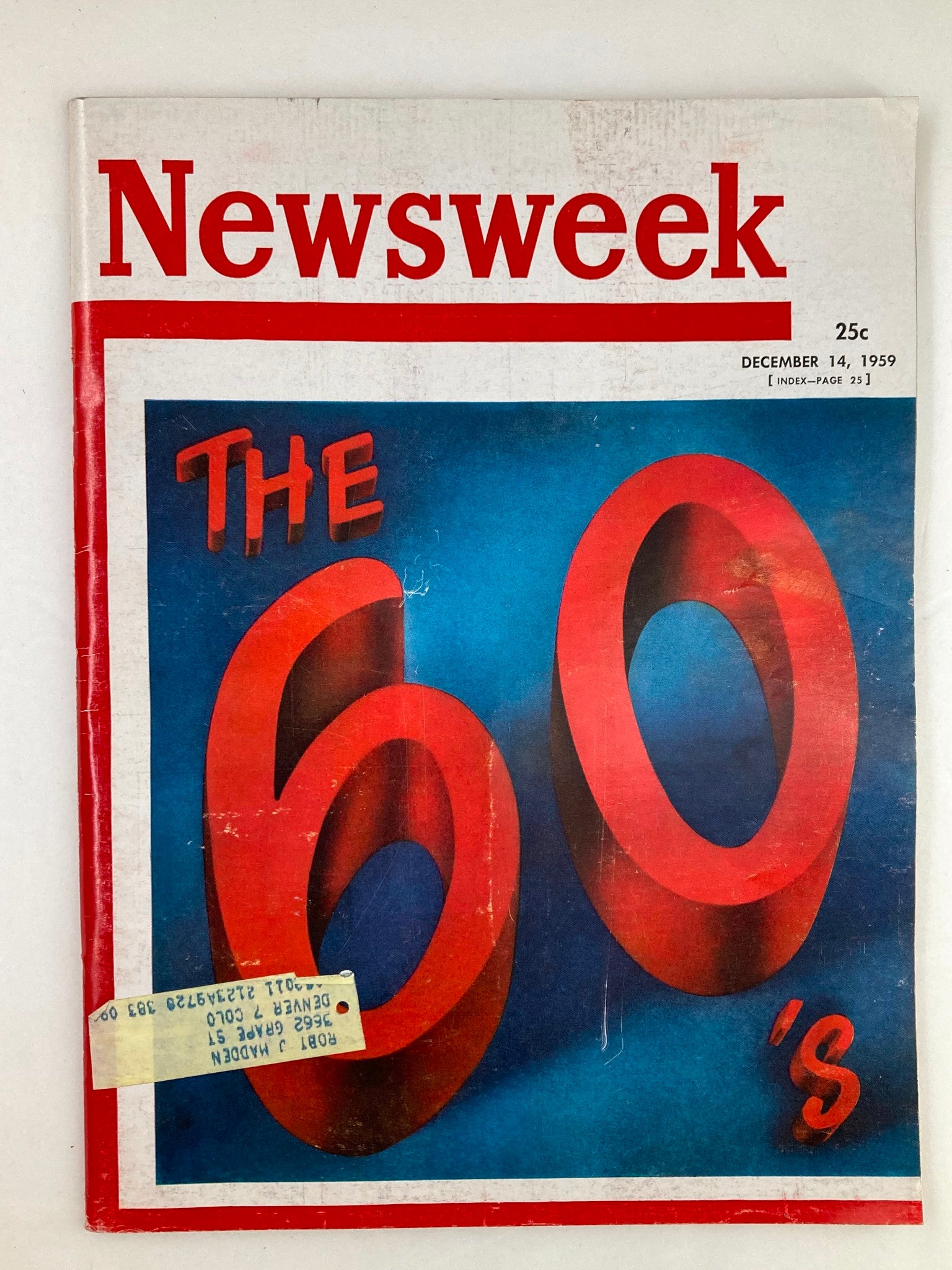 VTG Newsweek Magazine December 14 1959 The 60's Featured