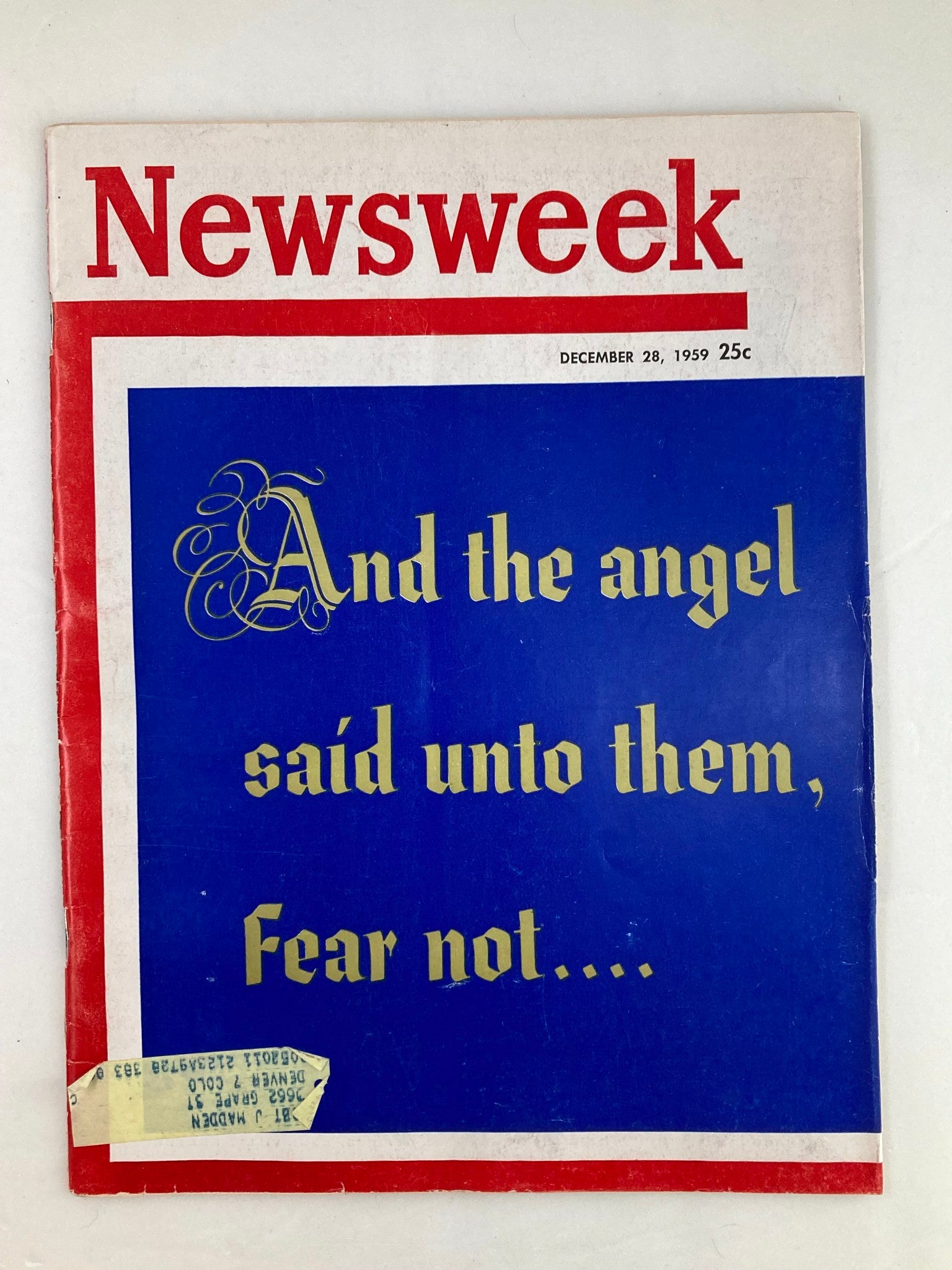 VTG Newsweek Magazine December 28 1959 And The Angel Said Unto Them Feat Not