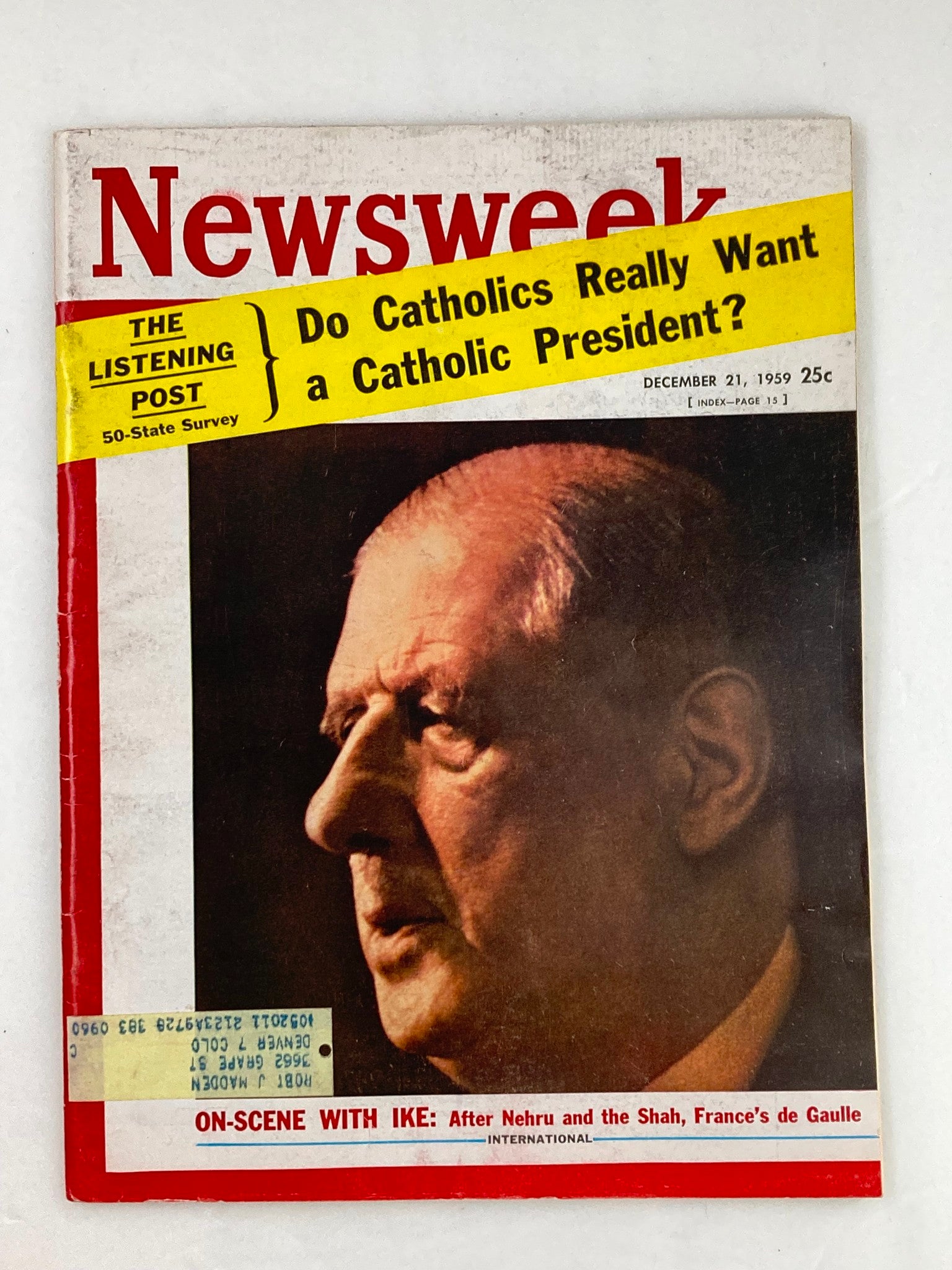 VTG Newsweek Magazine December 21 1959 Charles de Gaulle and Ike Eisenhower