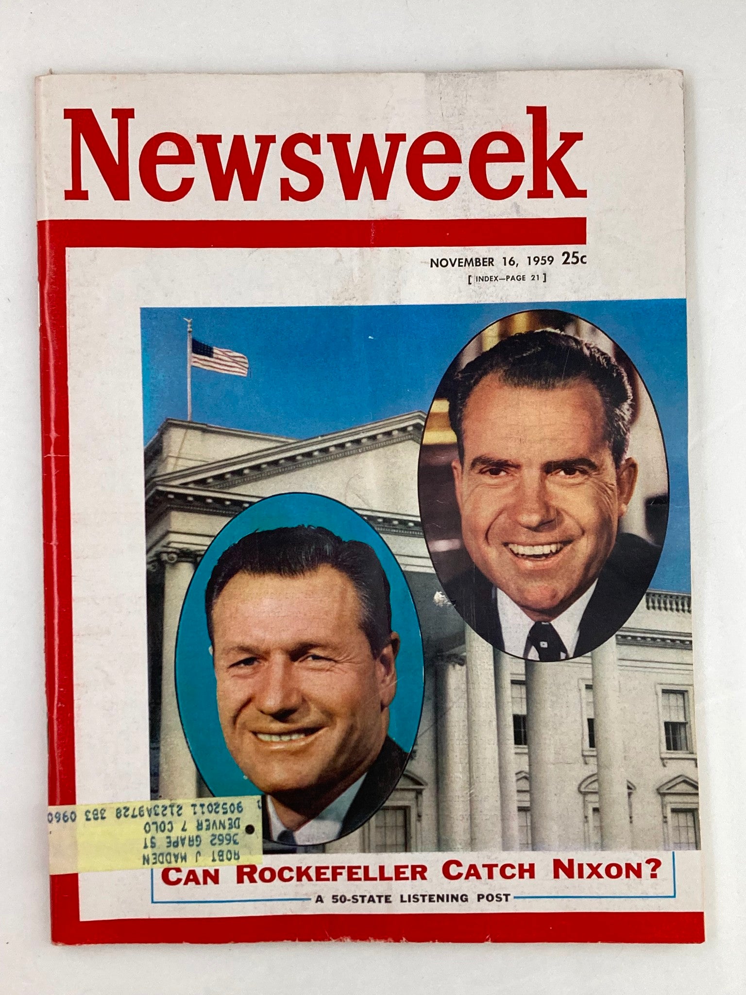 VTG Newsweek Magazine November 16 1959 Nelson Rockefeller and Richard Nixon