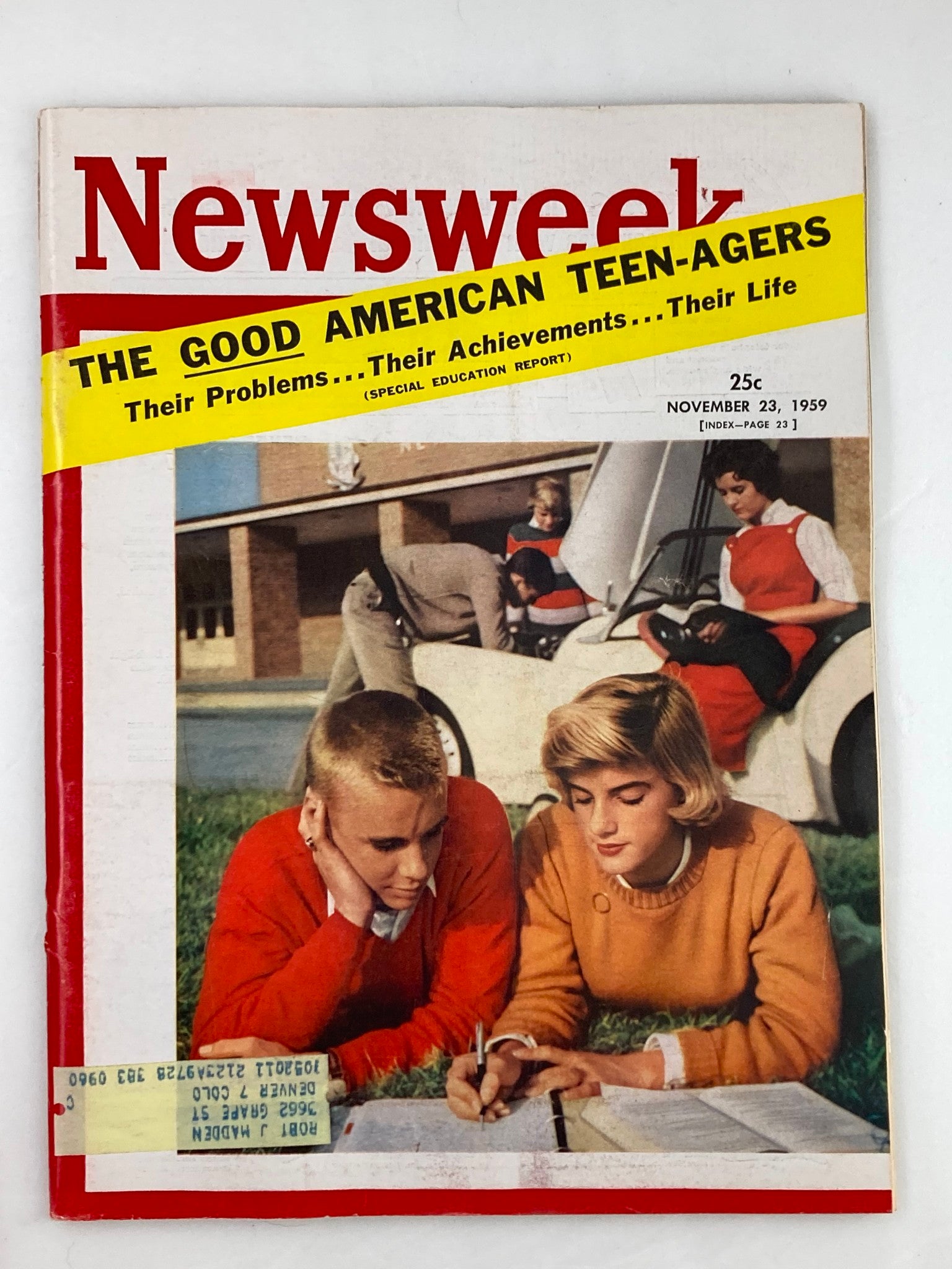 VTG Newsweek Magazine November 23 1959 The Good American Teen-Agers