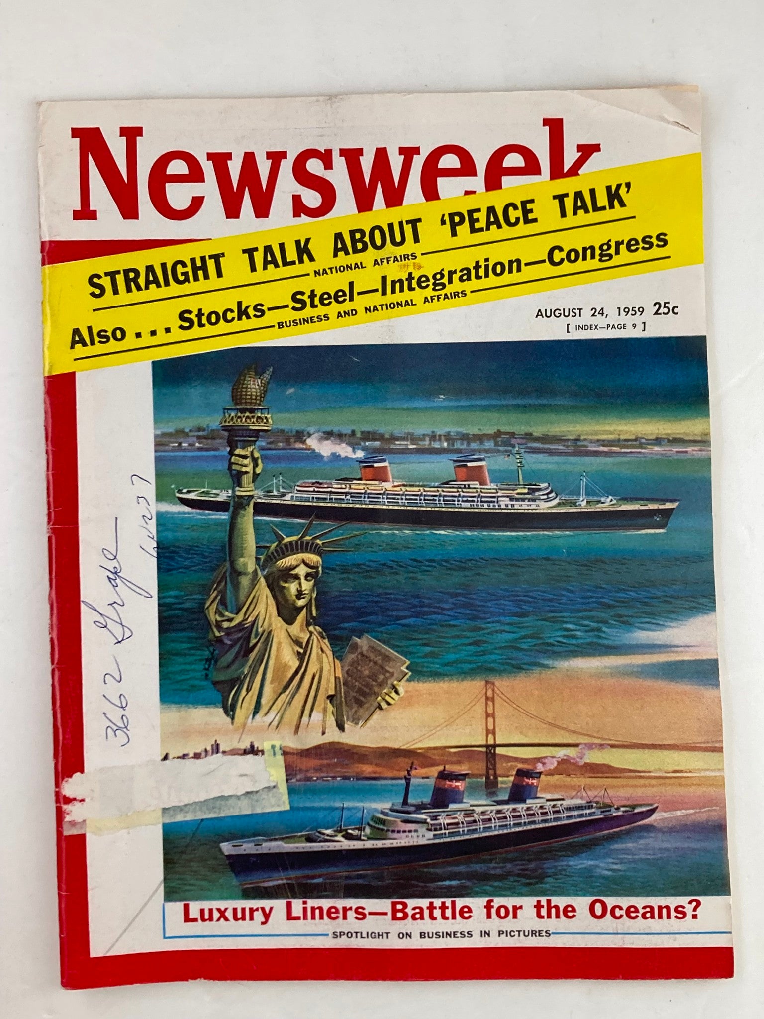 VTG Newsweek Magazine August 24 1959 Luxury Liners Battle for the Oceans