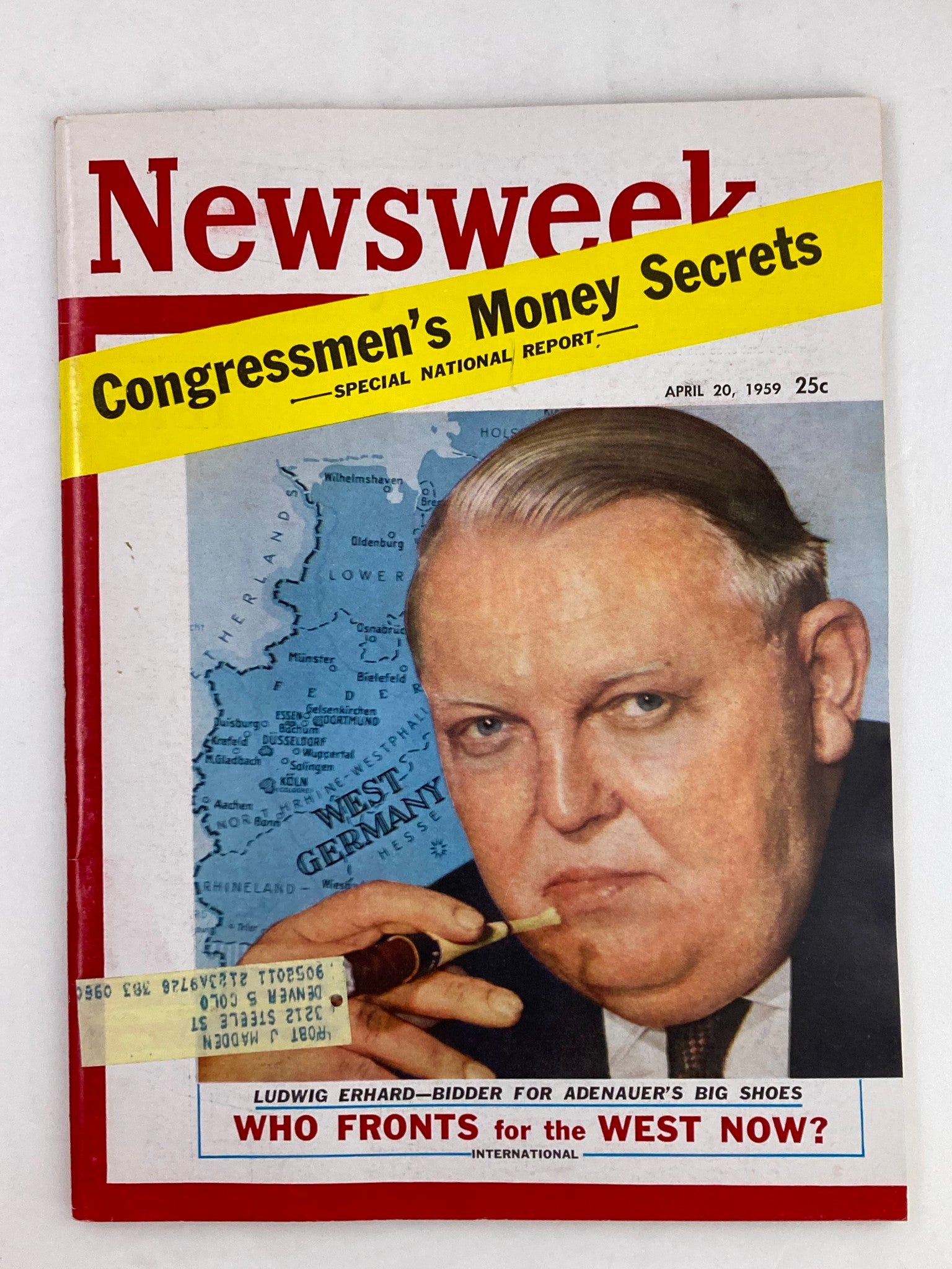 VTG Newsweek Magazine April 20 1959 Ludwig Erhard Bidder for Adenauer Big Shoes