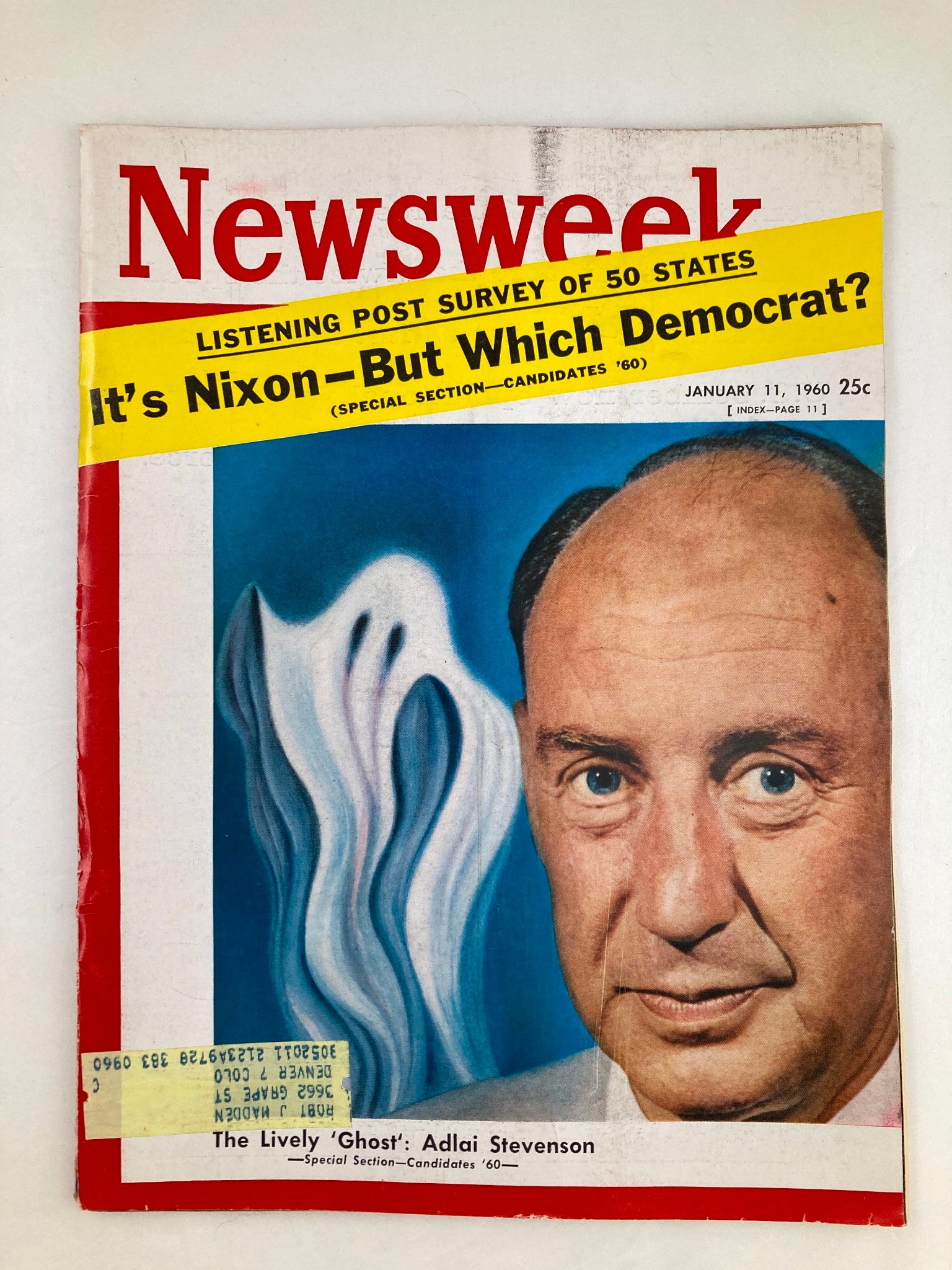 VTG Newsweek Magazine January 11 1960 The Lively 'Ghost' Adlai Stevenson