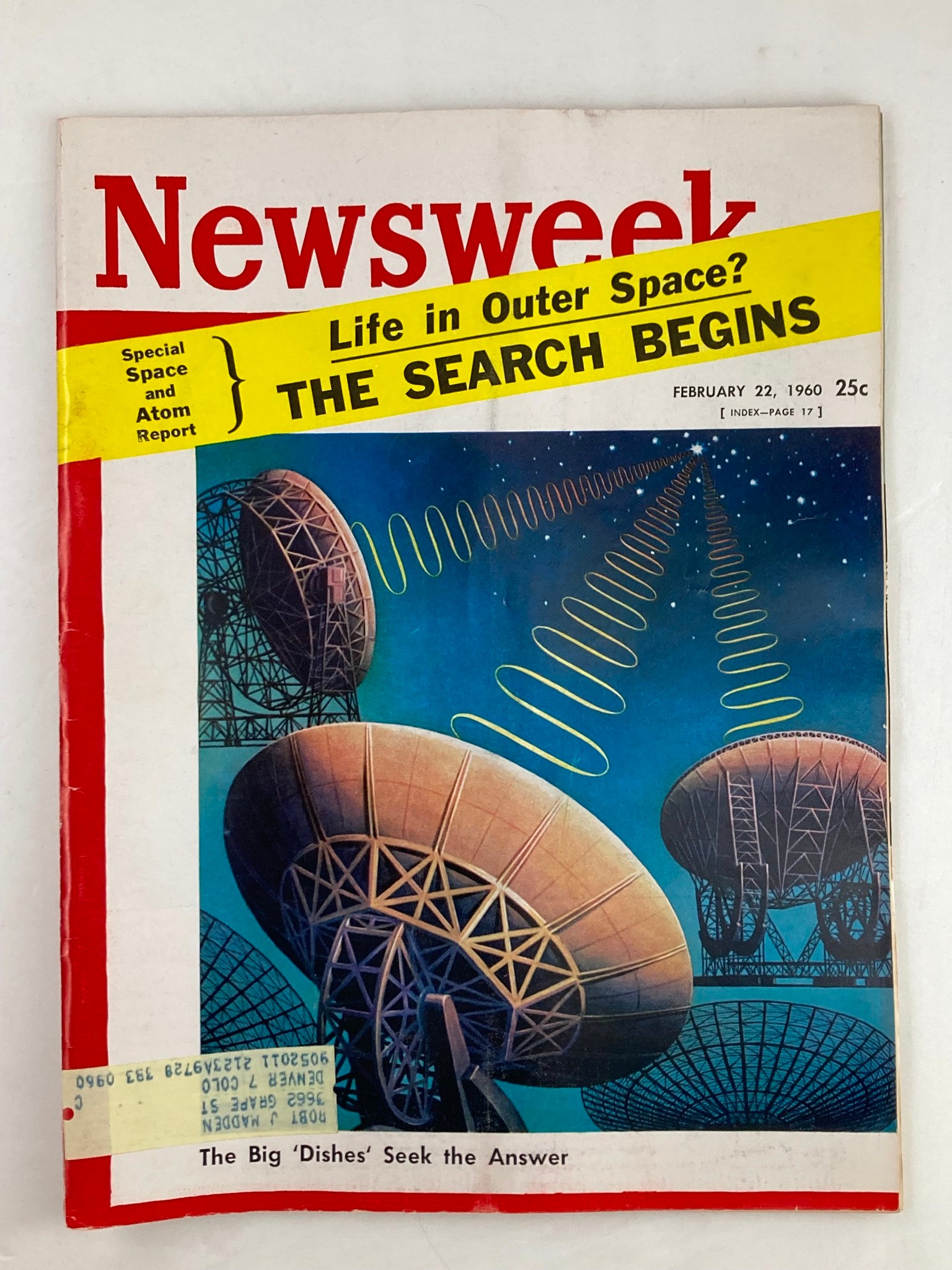 VTG Newsweek Magazine February 22 1960 The Big 'Dishes' Seek the Answer