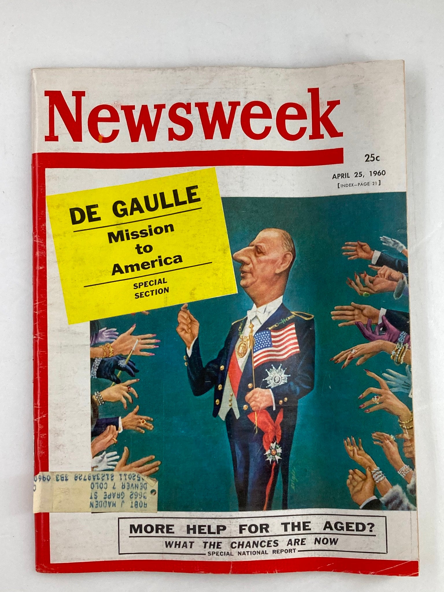 VTG Newsweek Magazine April 25 1960 Charles de Gaulle Mission to America