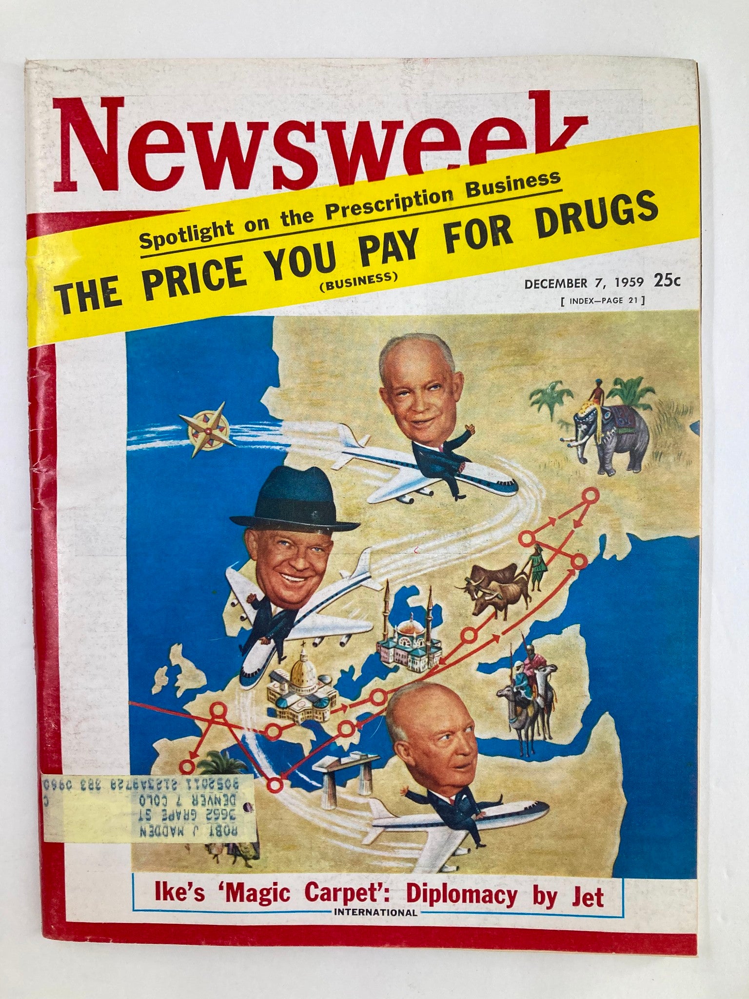 VTG Newsweek Magazine December 7 1959 Dwight Eisenhower's 'Magic Carpet'