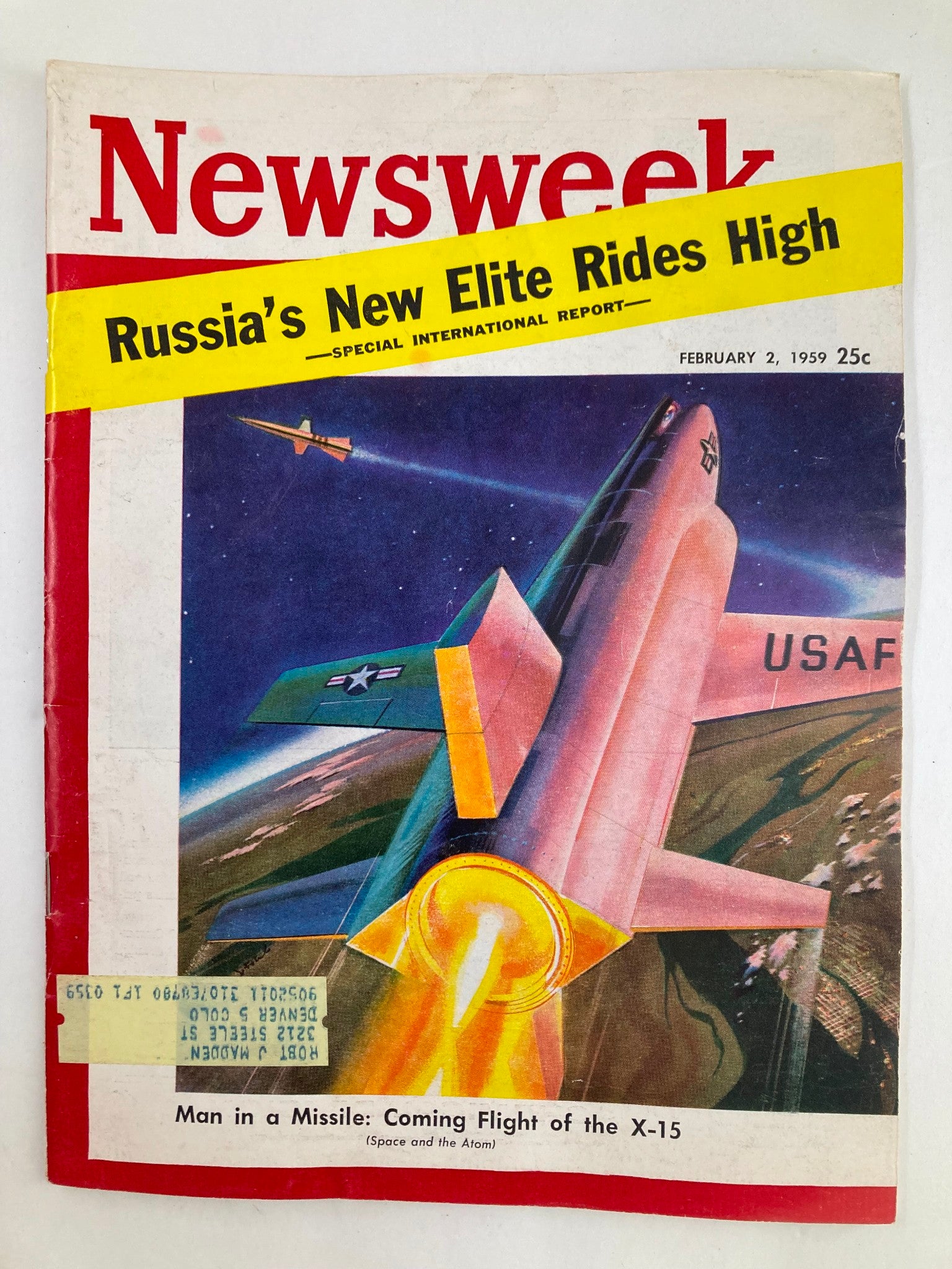 VTG Newsweek Magazine February 2 1959 Man in a Missile Comng Flight of the X-15