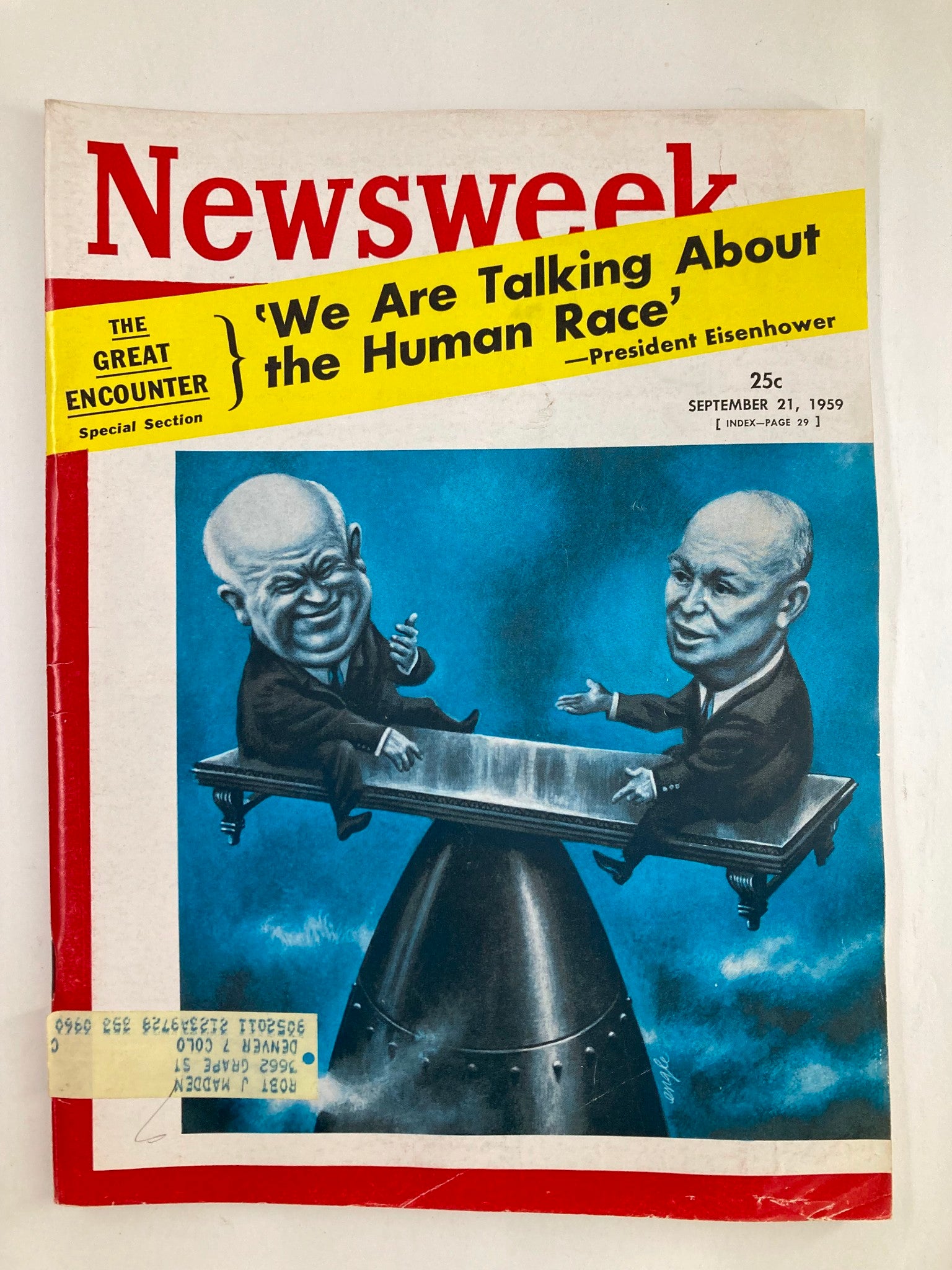 VTG Newsweek Magazine September 21 1959 We Are Talking About the Human Race