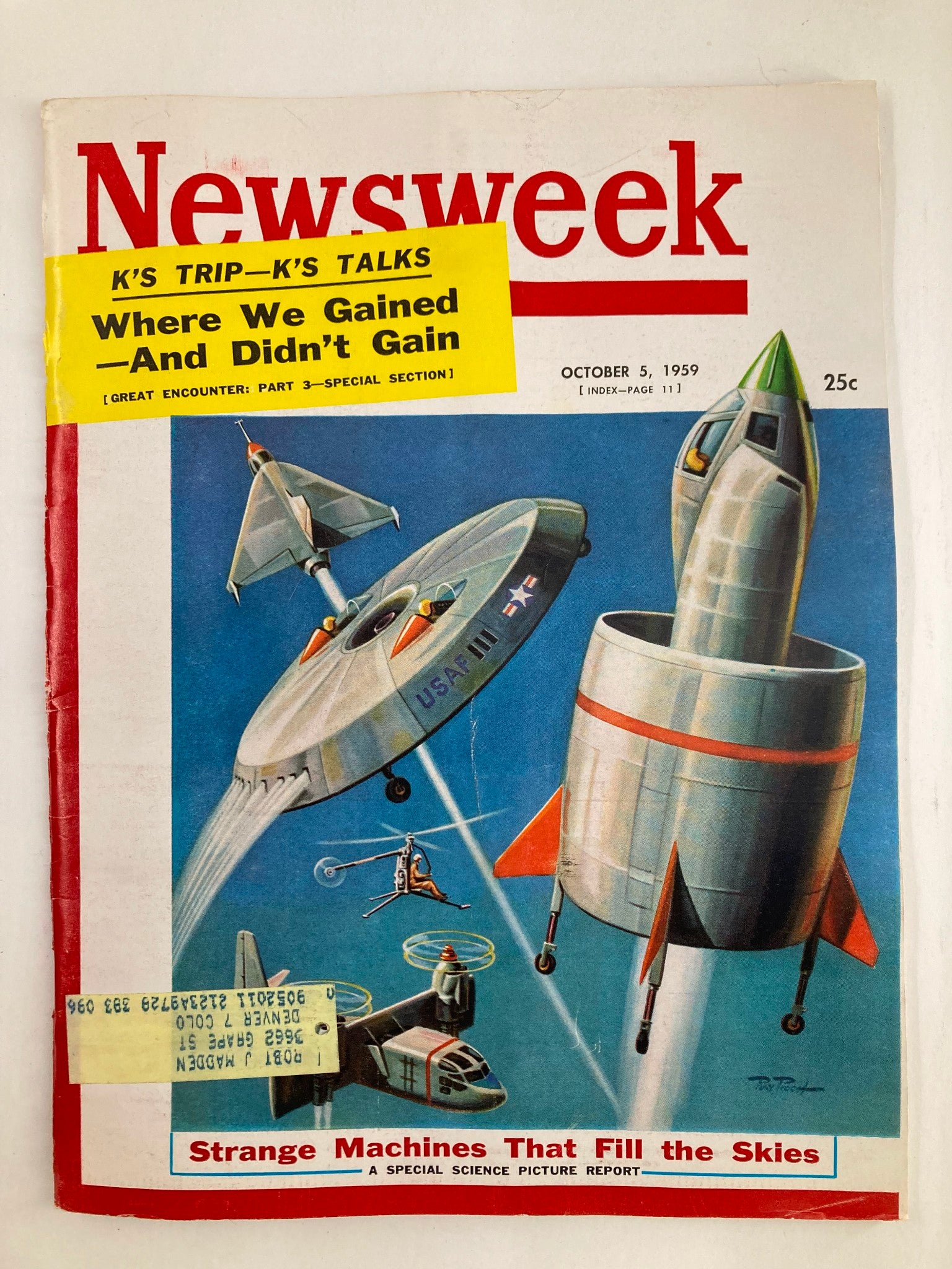 VTG Newsweek Magazine October 5 1959 Strange Machines That Fill the Skies