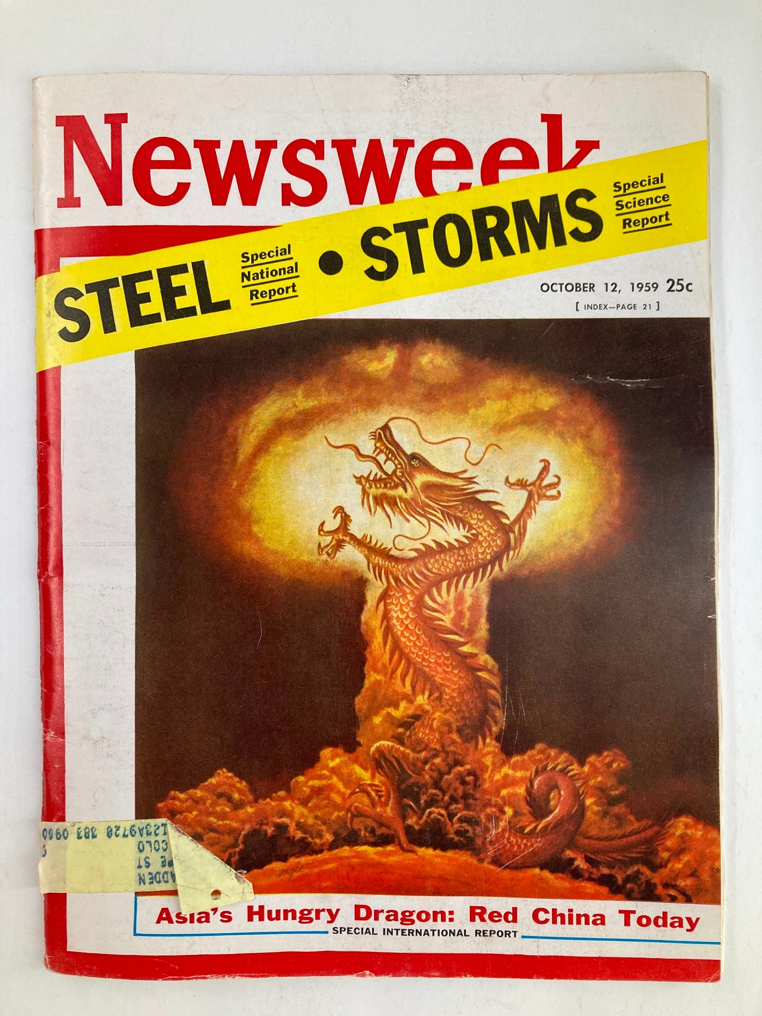 VTG Newsweek Magazine October 12 1959 Asia's HUngry Dragon Red China Today