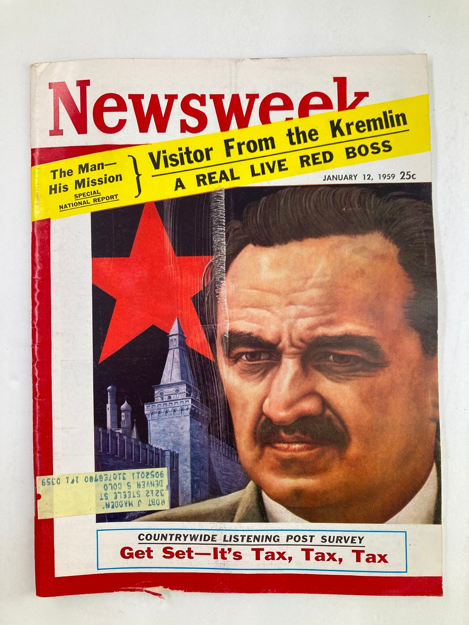 VTG Newsweek Magazine January 12 1959 Visitor From the Kremlin Real Red Boss