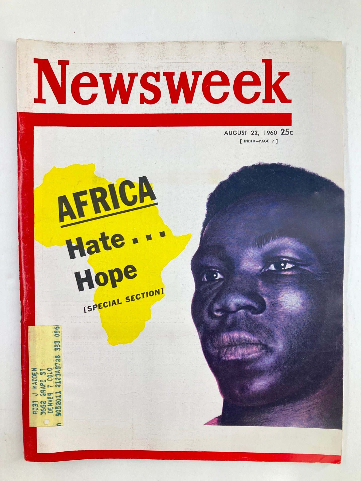 VTG Newsweek Magazine August 22 1960 Africa Hate and Hope