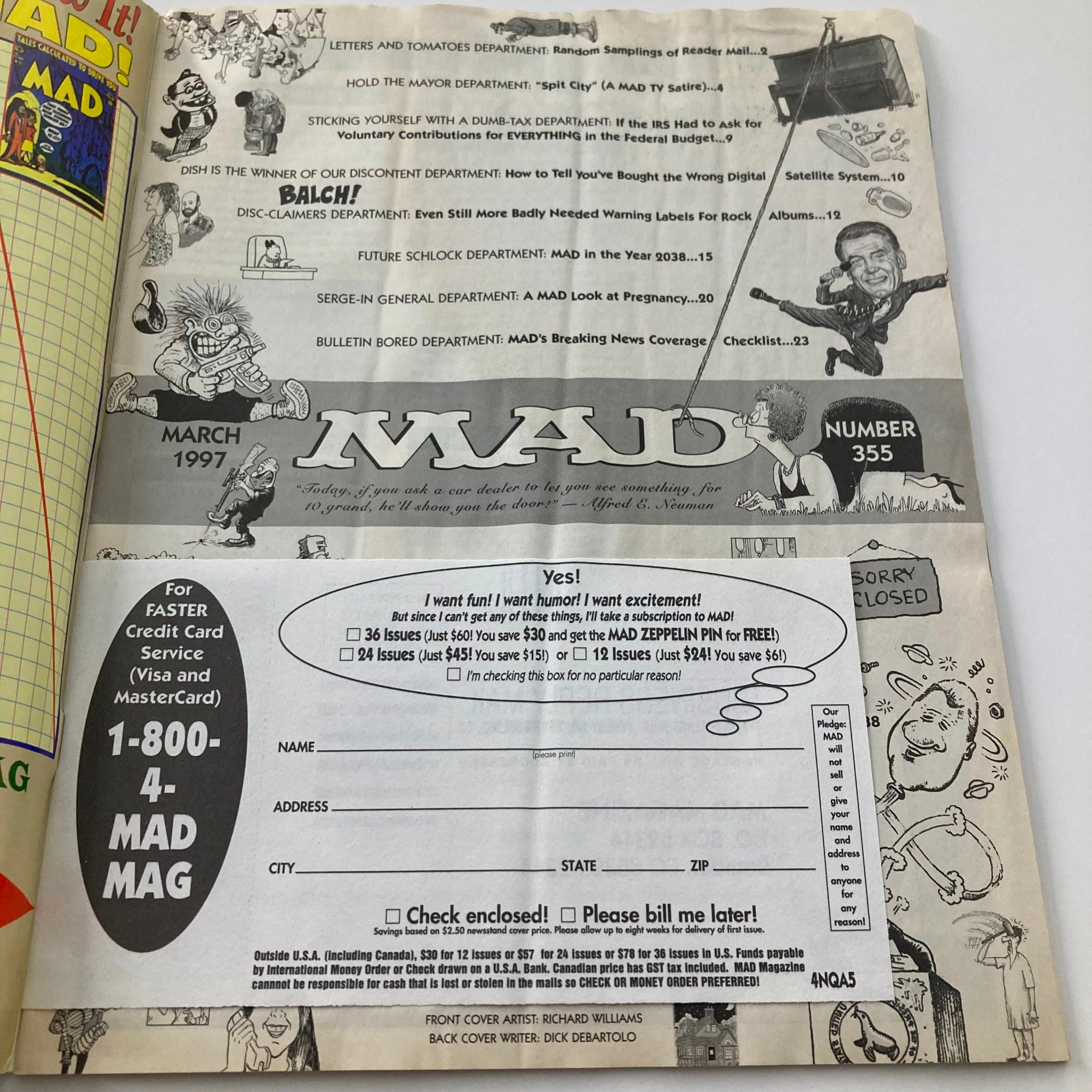 Mad Magazine March 1997 #355 Proofreader Wanted 2.0 GD Good No Label