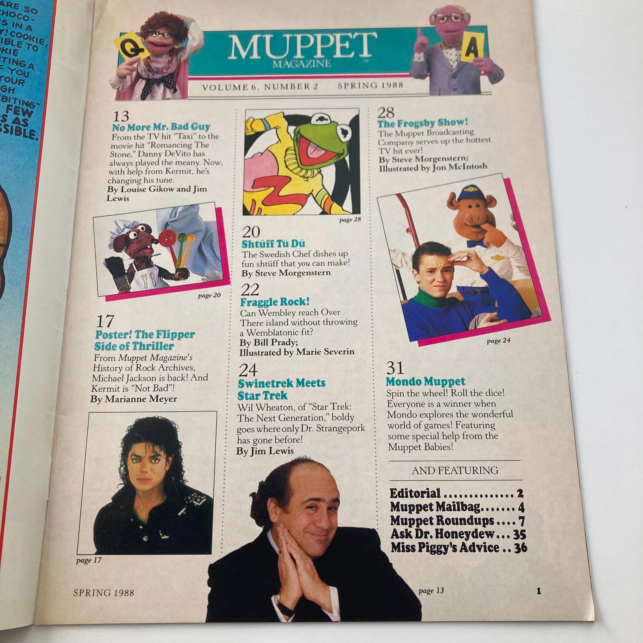 VTG Muppet Magazine Spring 1988 The Real Danny DeVito No Label