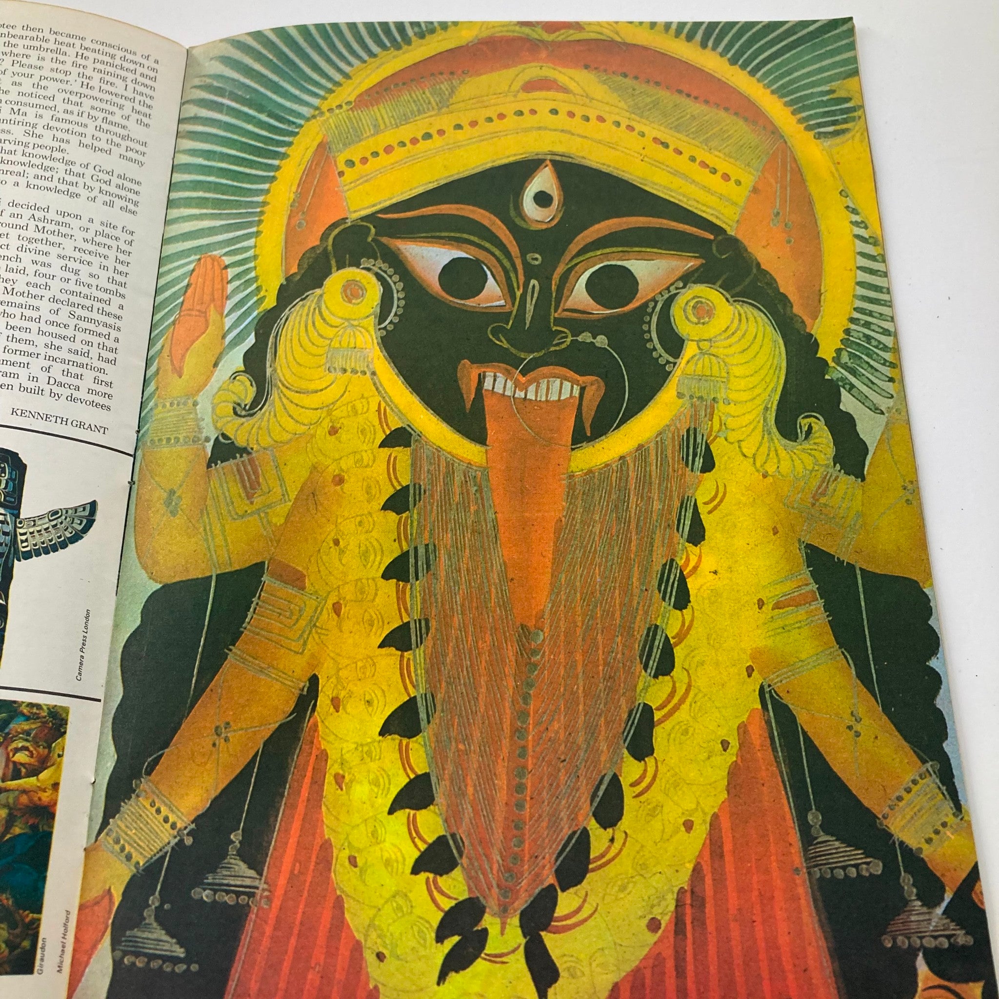 VTG Man, Myth & Magic Magazine 1970 presents a striking image of a Hindu deity with vibrant colors and elaborate design, illustrating ancient Indian spiritual traditions.