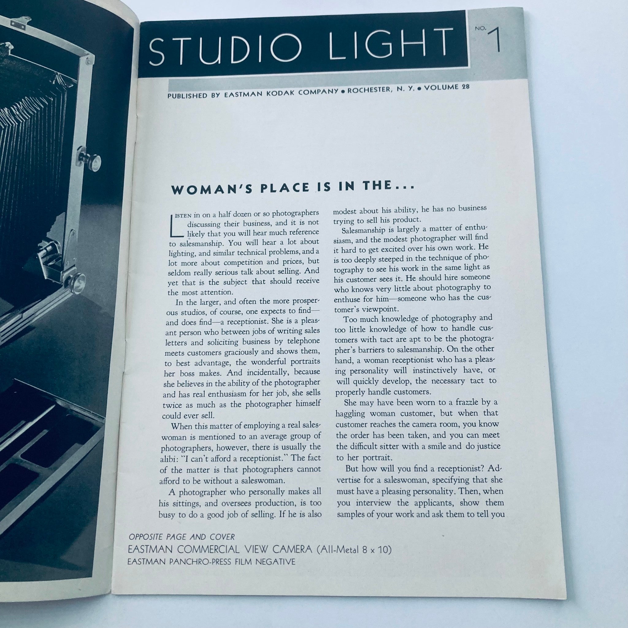 VTG Studio Light Magazine May 1937 Woman's Place is in The... No Label